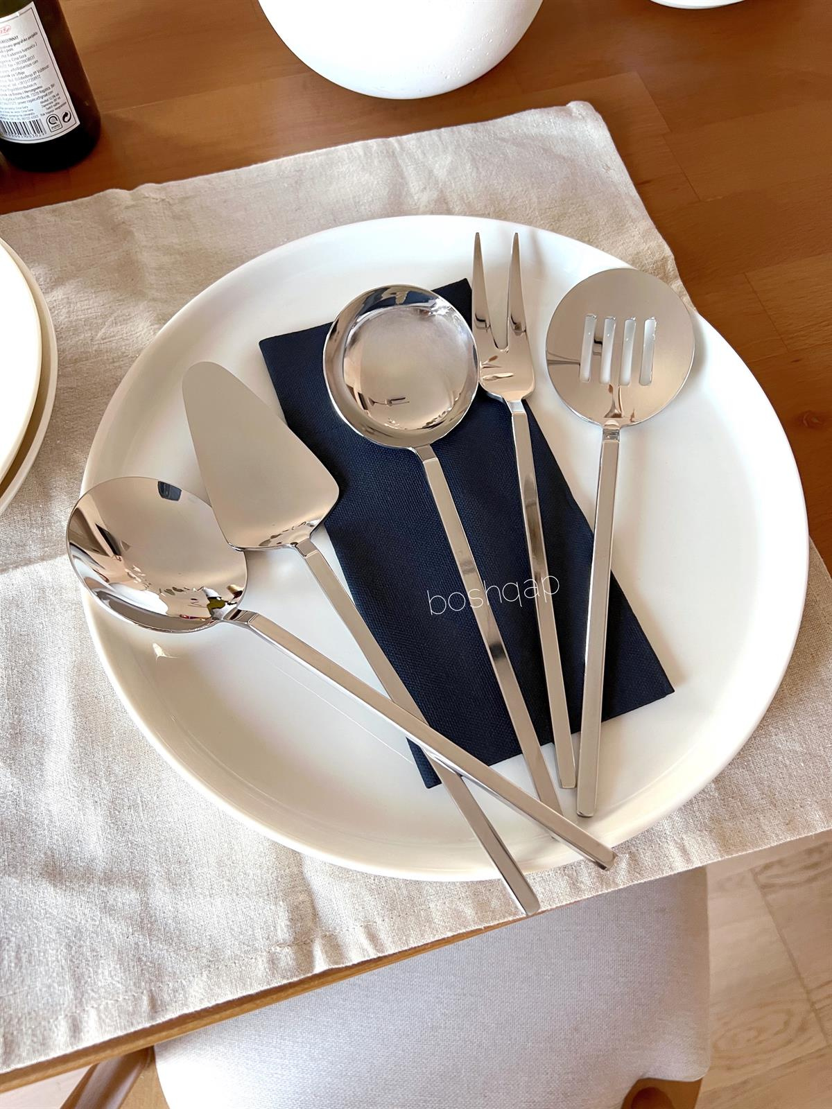 Britney 5 Parça Pasta Servis Seti Gümüş