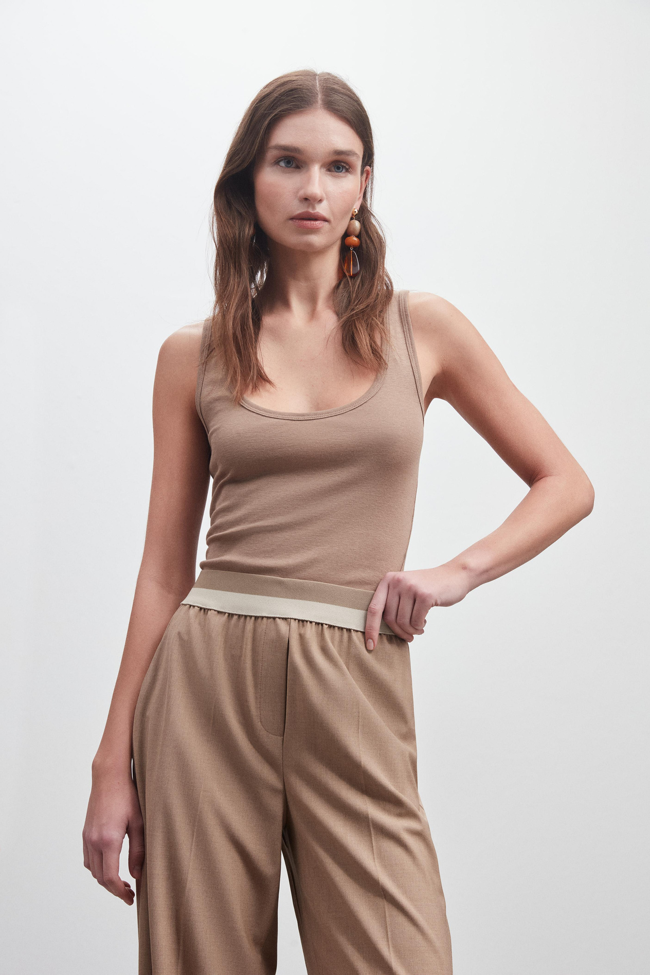 BEL LASTİK AKSESUARLI WIDE LEG PANTOLON