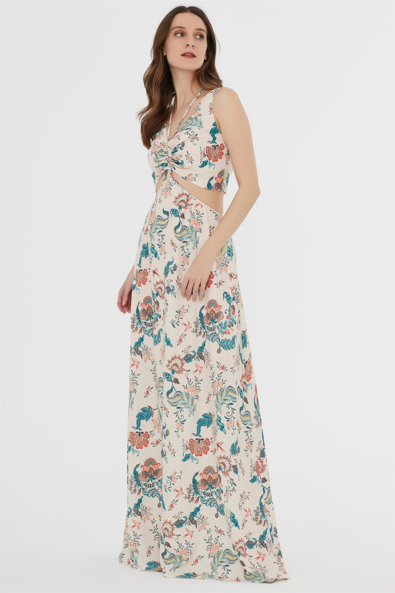 ŞAL DESEN CUTOUT ELBİSE