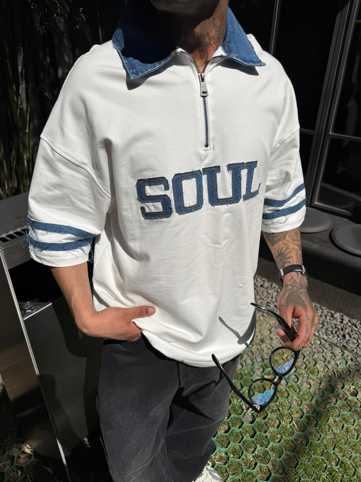 Soul Polo Yaka Yaka Detaylı T-Shirt - Beyaz