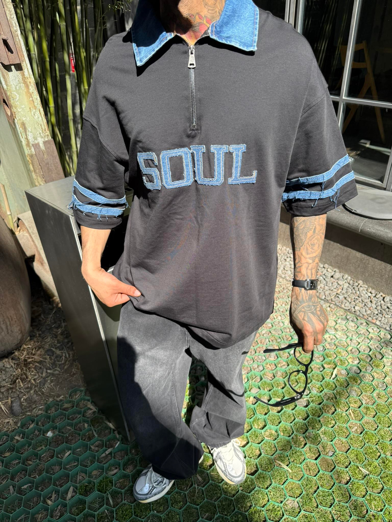 Soul Polo Yaka Yaka Detaylı T-Shirt - Siyah