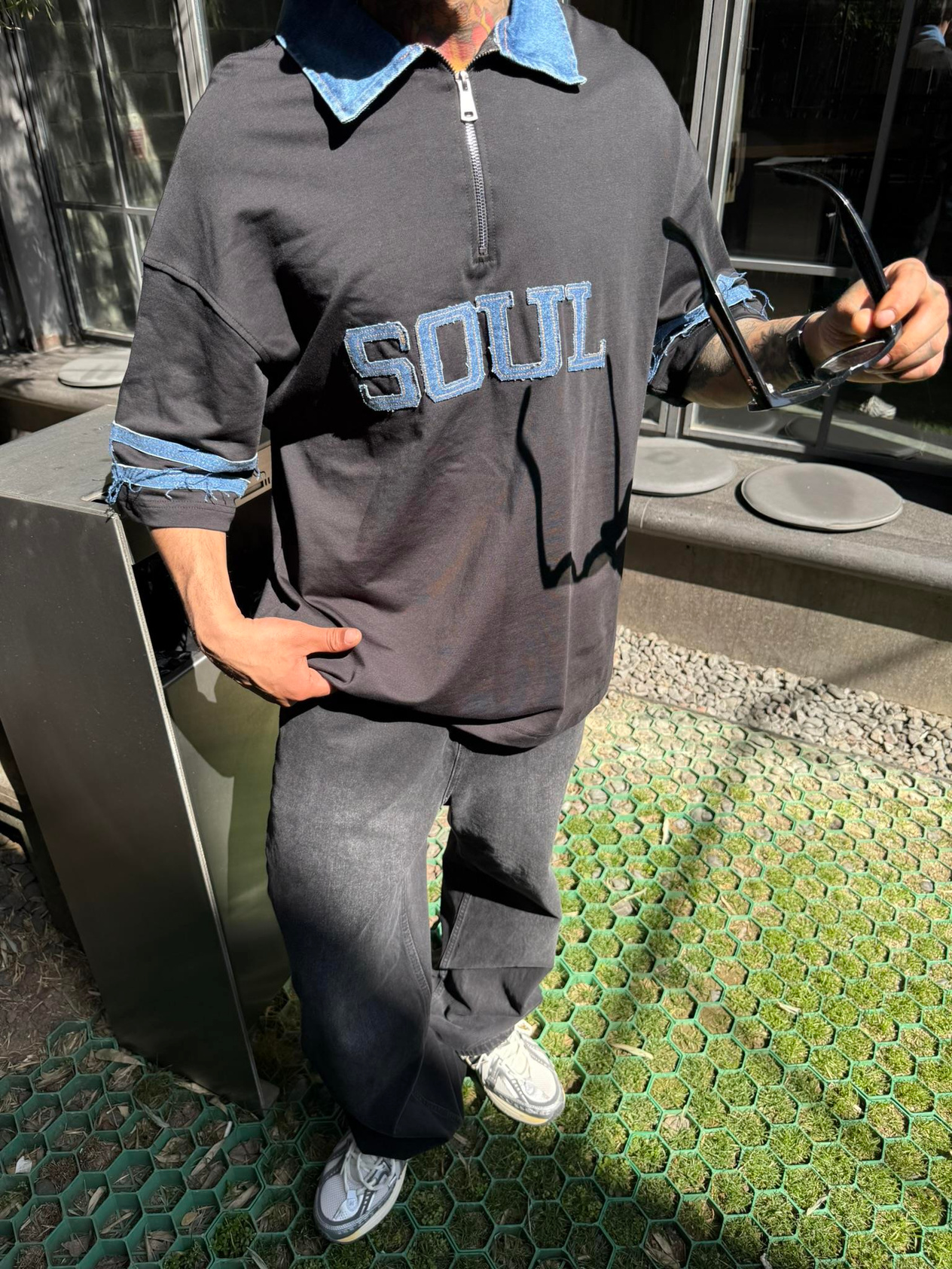 Soul Polo Yaka Yaka Detaylı T-Shirt - Siyah