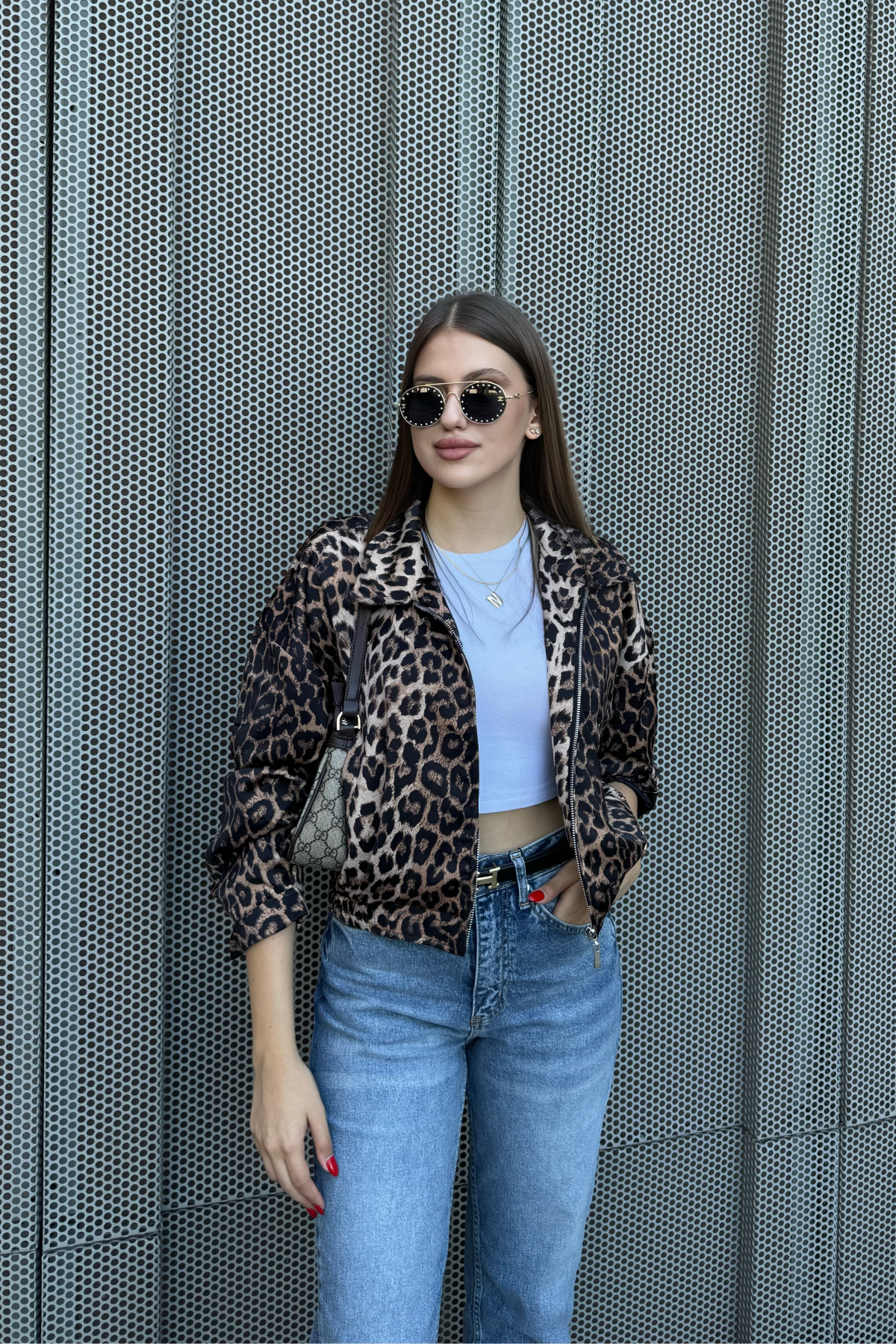 Leopar Saten Ceket