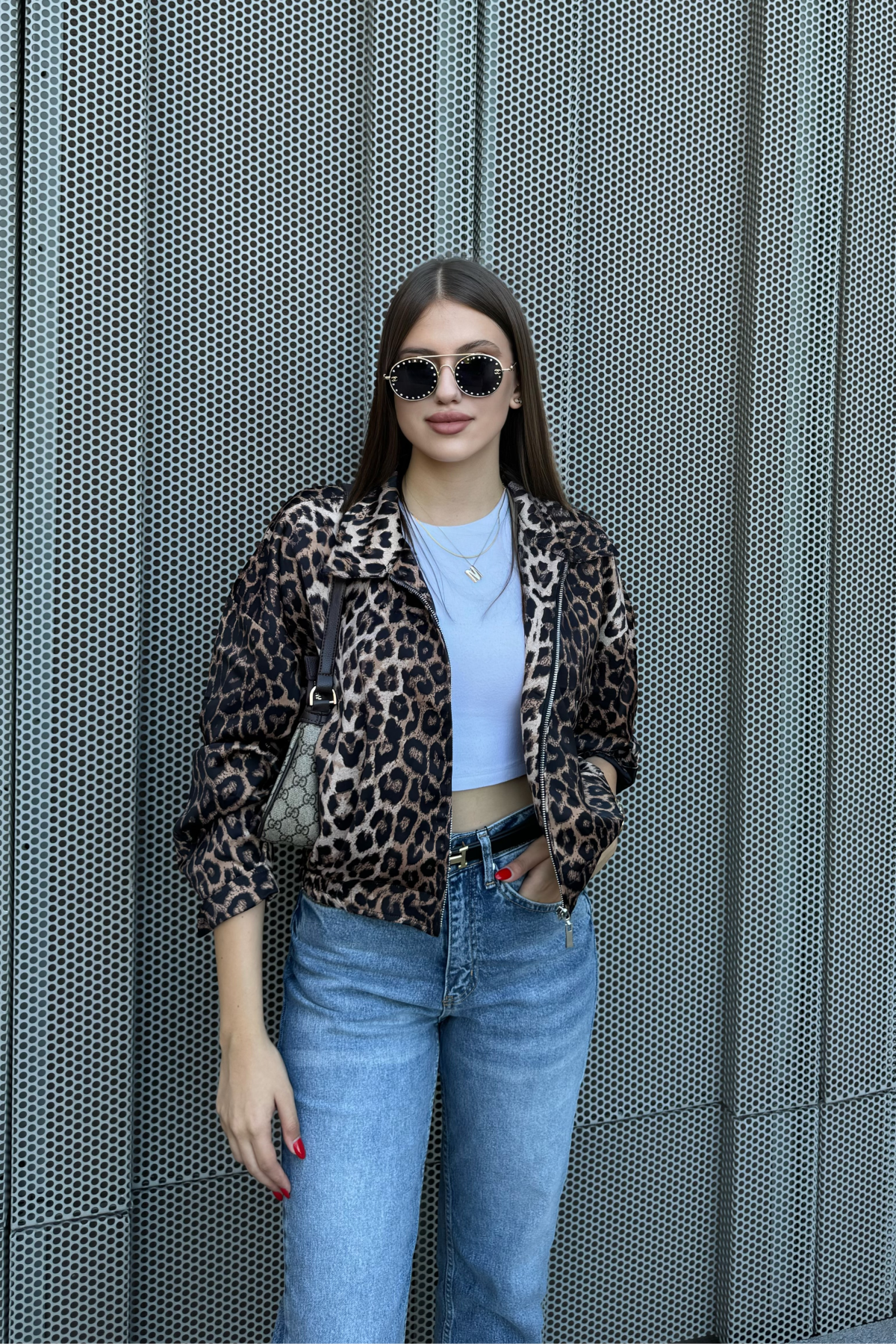 Leopar Saten Ceket