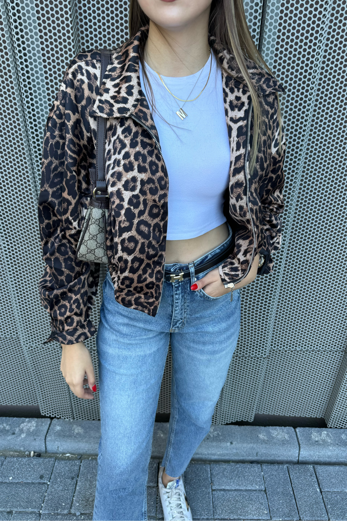 Leopar Saten Ceket