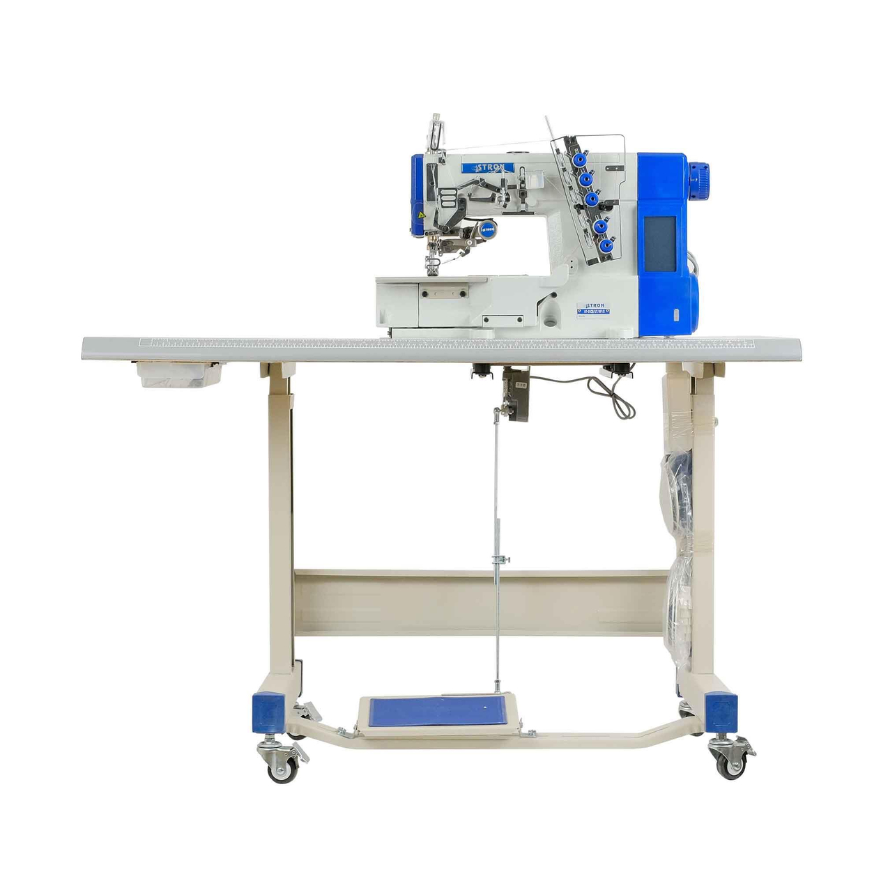 FDM Stron H7-01CB/UT/WP/B Otomatik Etek Reçme Makinesi, Direct Drive, İplik Kesmeli, Ayak Kaldırmalı, Kafadan Motorlu, Tabla ve Tekerlekli Ayak