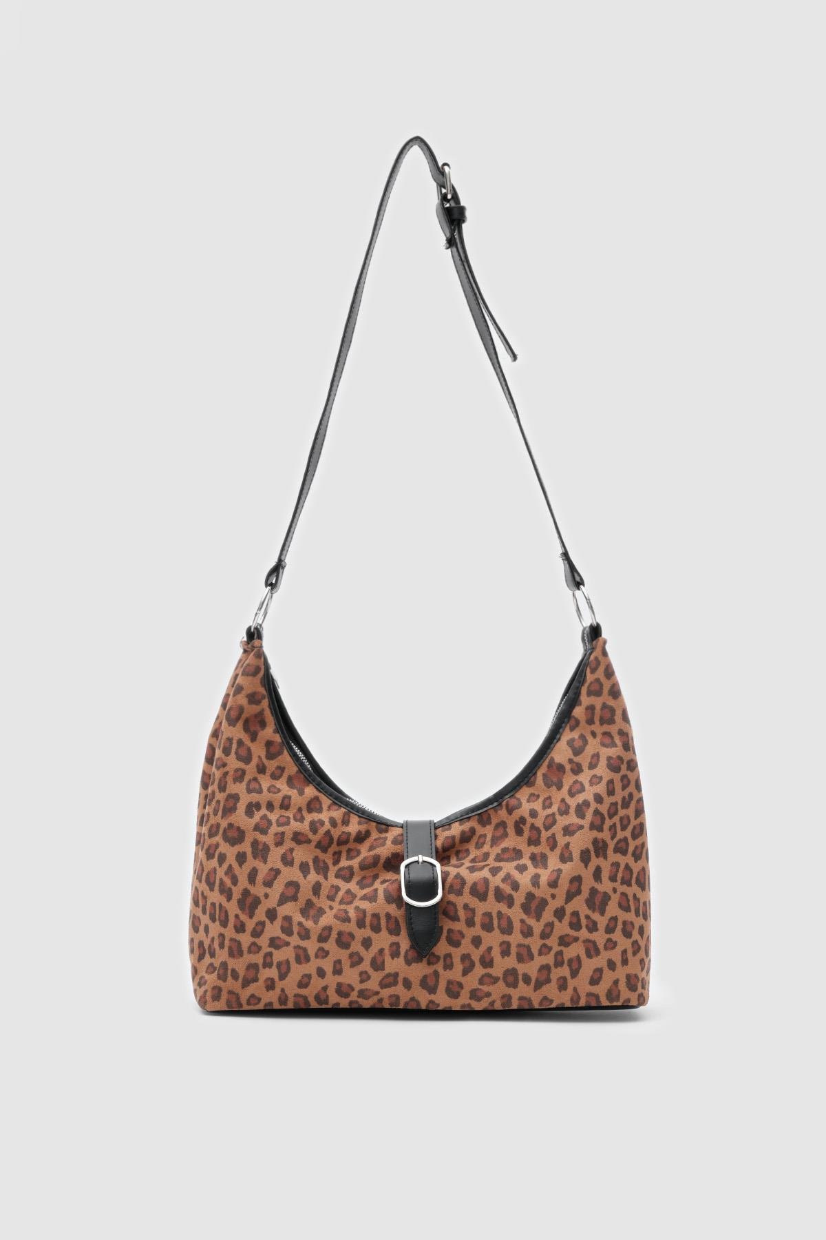 Marilla Süet Leopar Vintage Omuz Çantası 