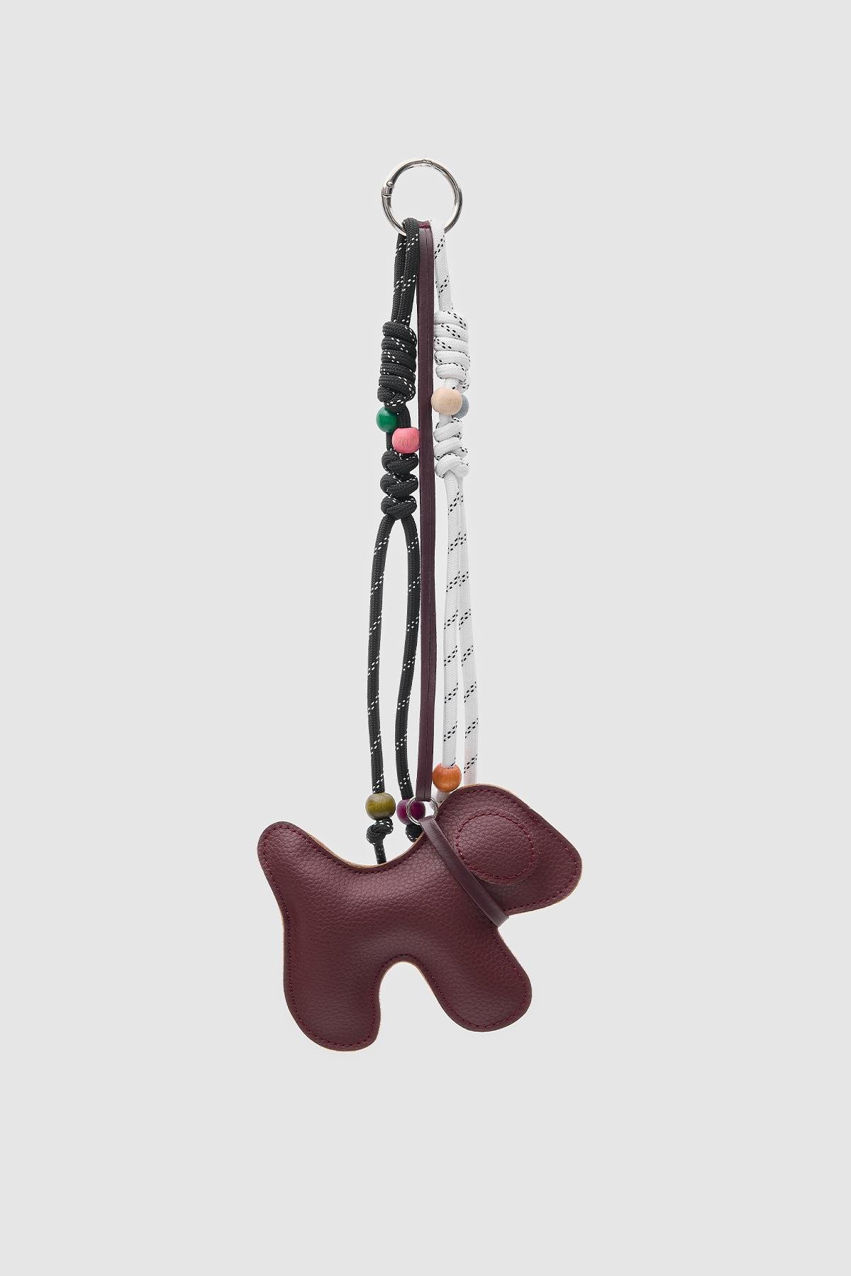 Bordo Köpekli Çanta Charmı 