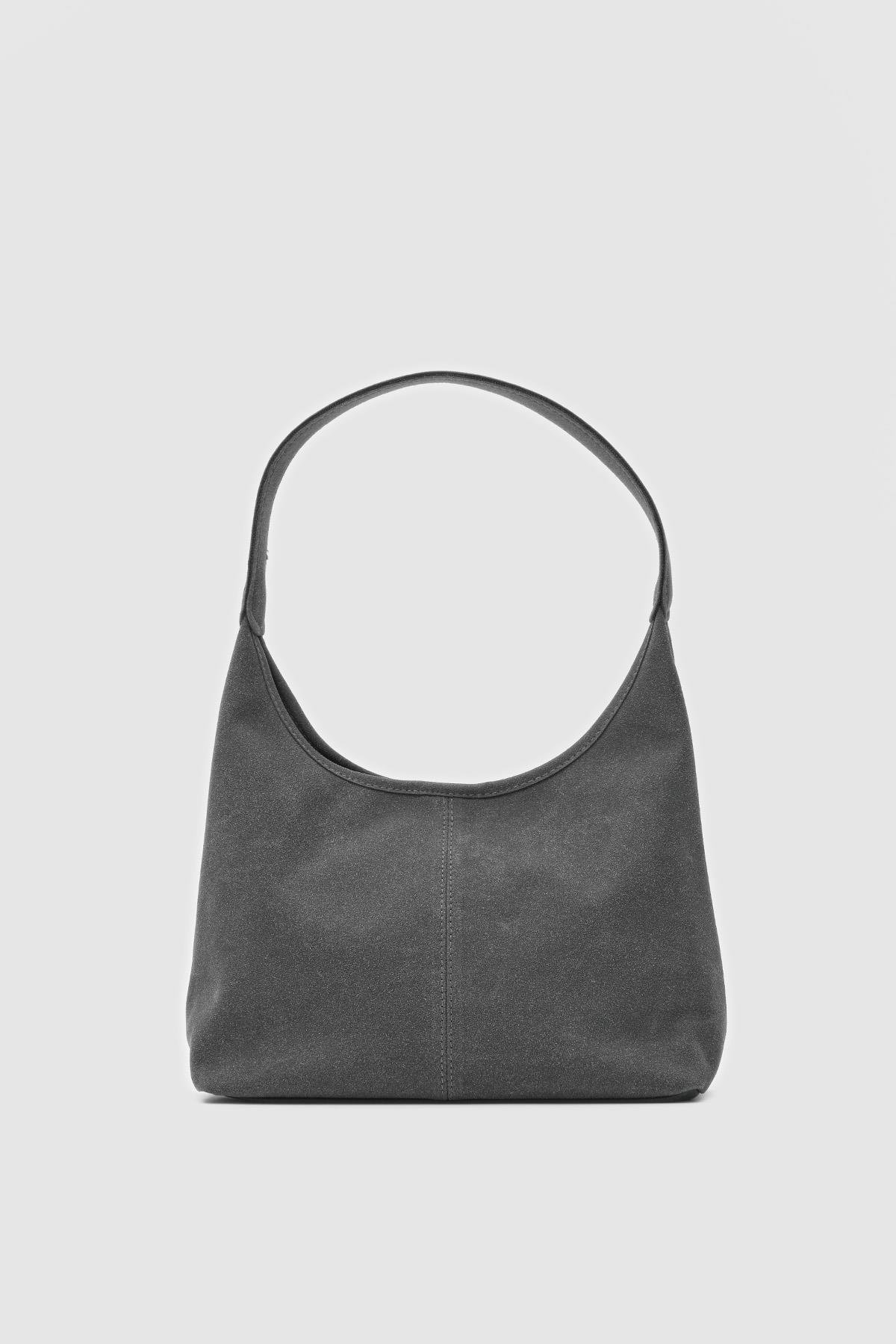 Gina Vintage Süet Antrasit Omuz Çantası 