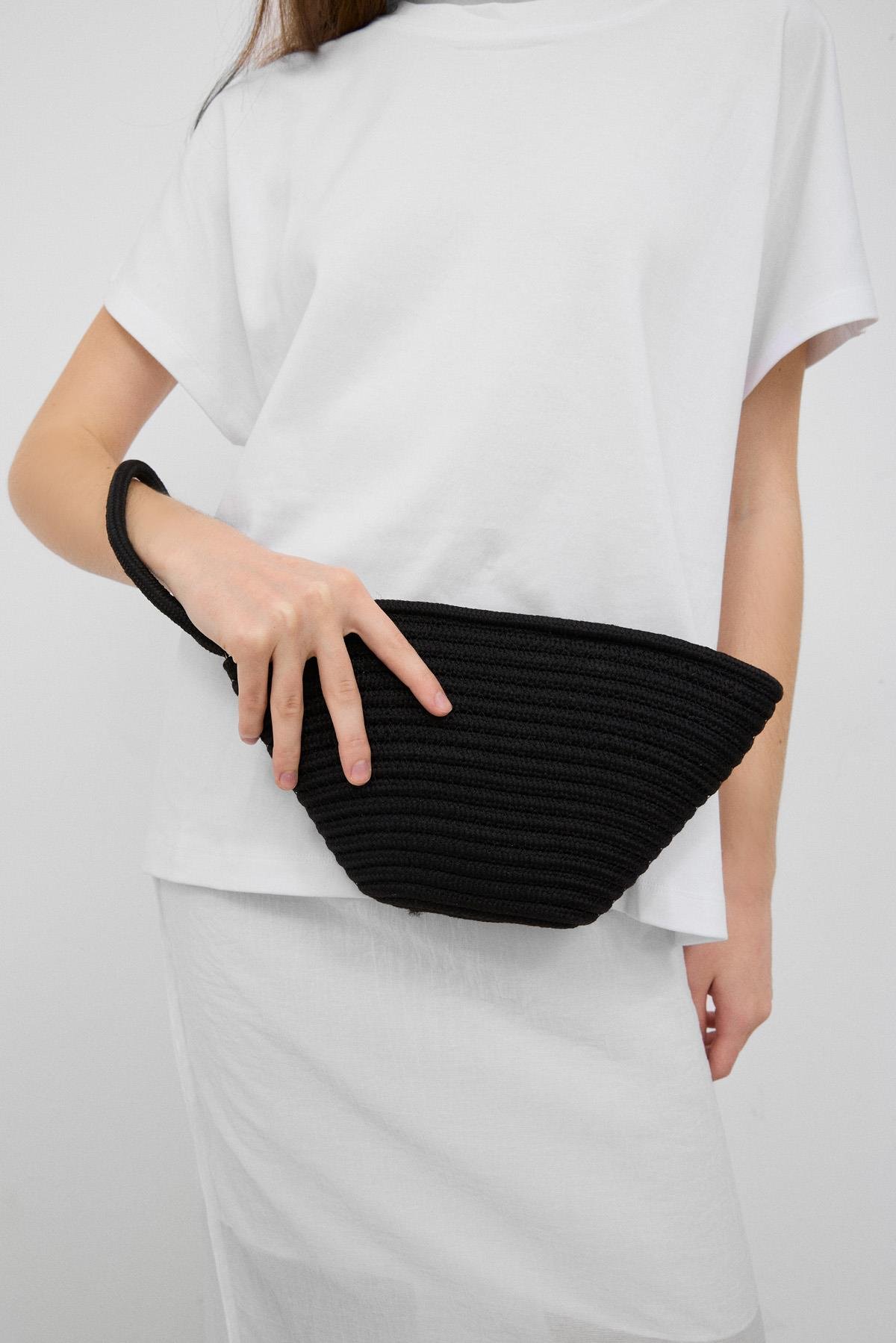 Rome Siyah Handmade Hasır Clutch Çanta