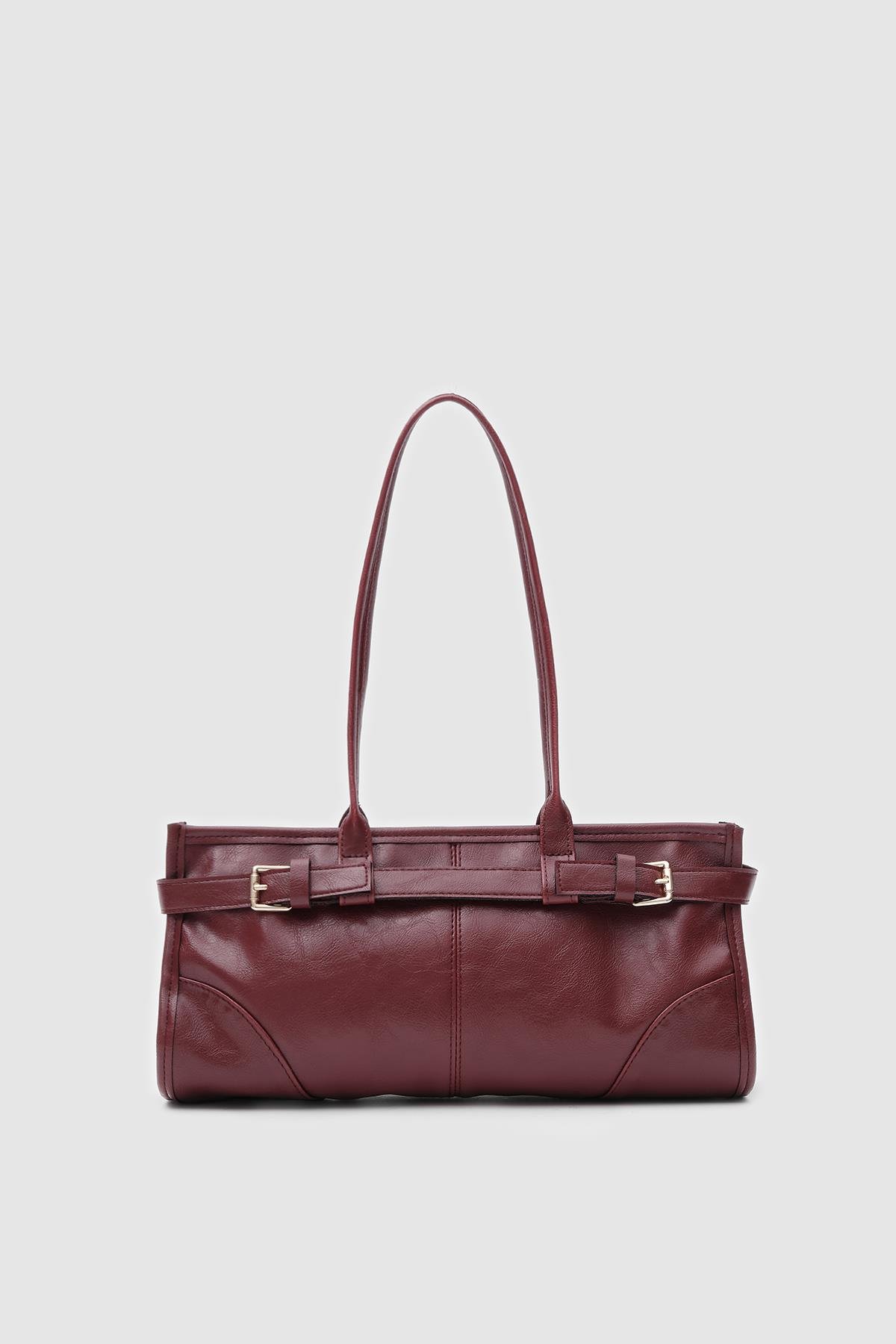 Enyola Bordo Vintage Baget Çanta 