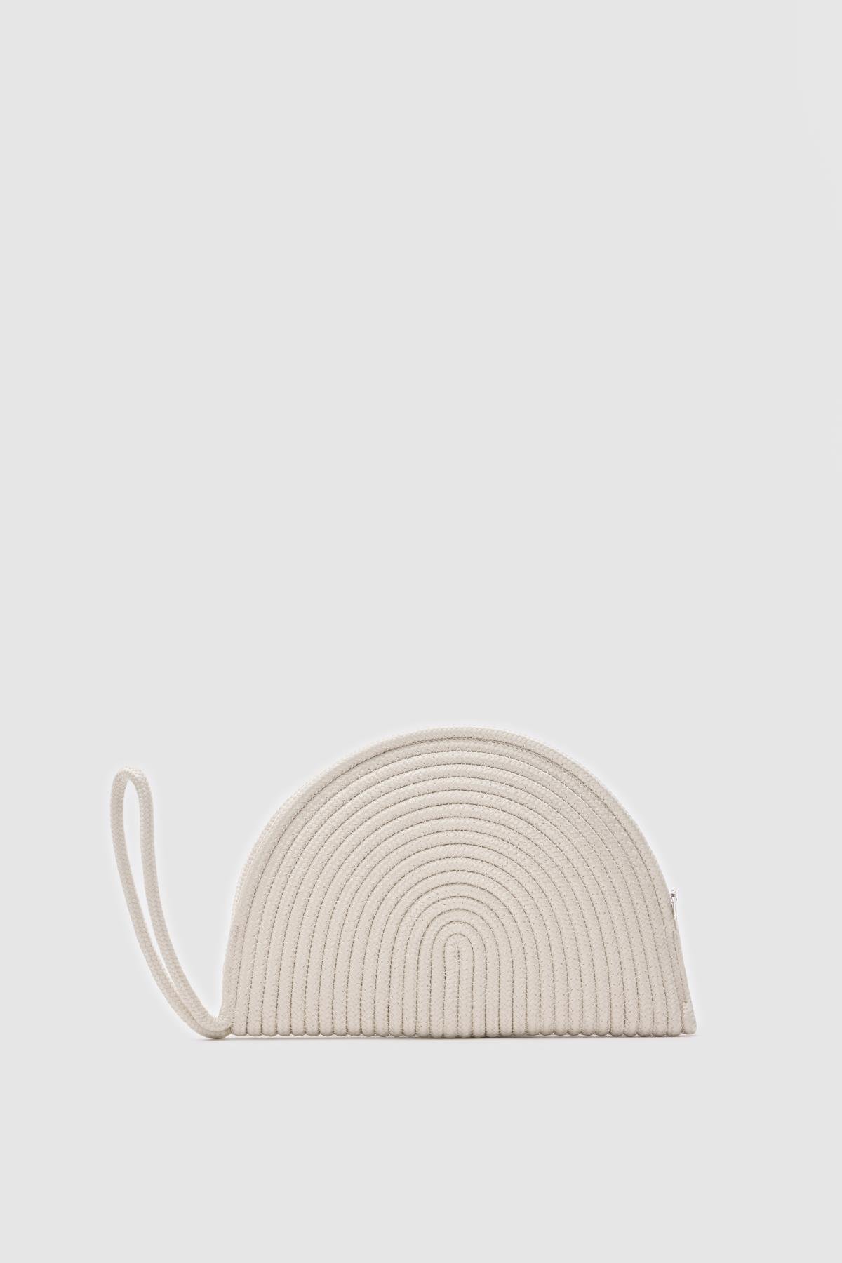 Most Krem Handmade Hasır Clutch Çanta 