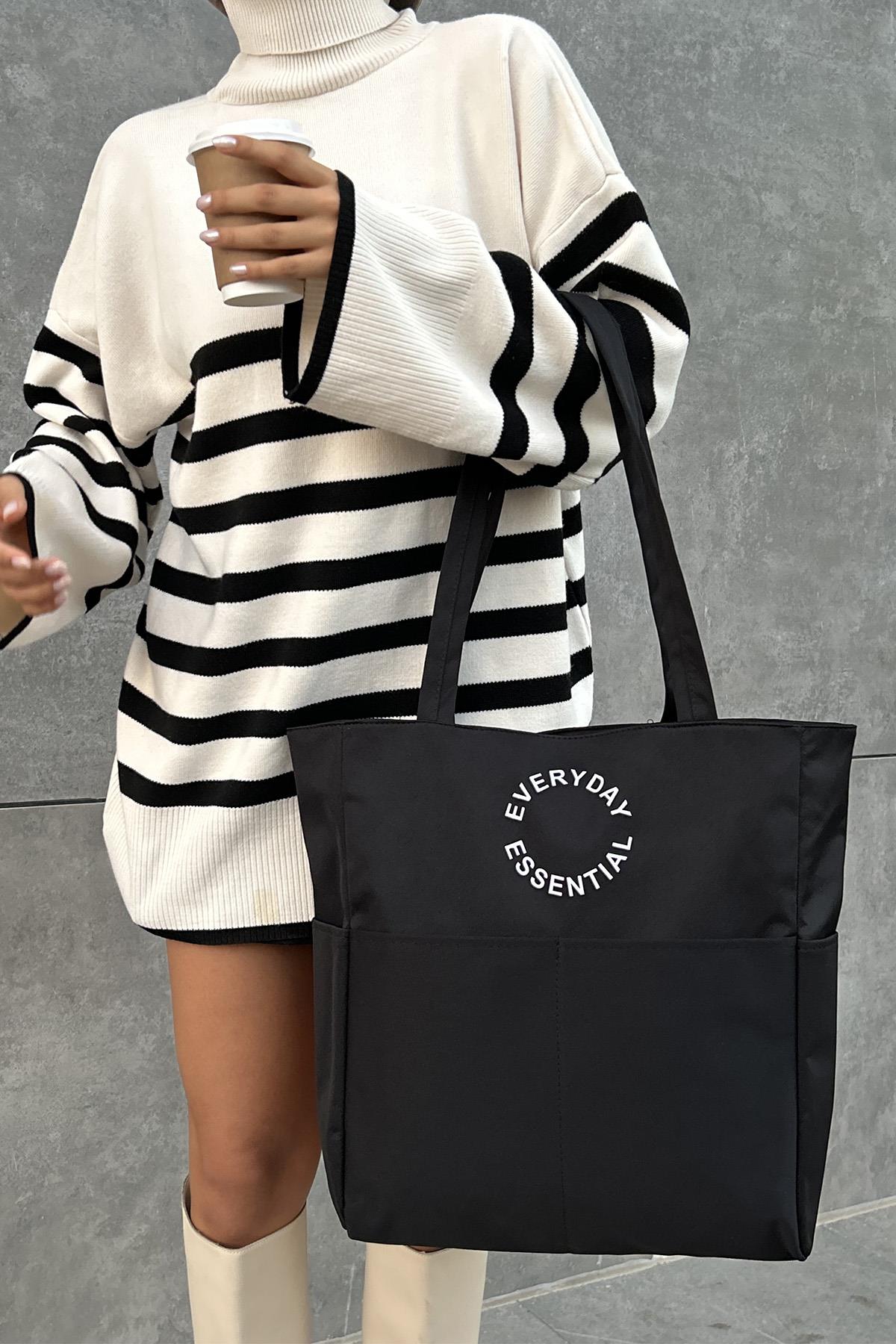 Bondit Kumaş Shopper Bag Kenza Siyah