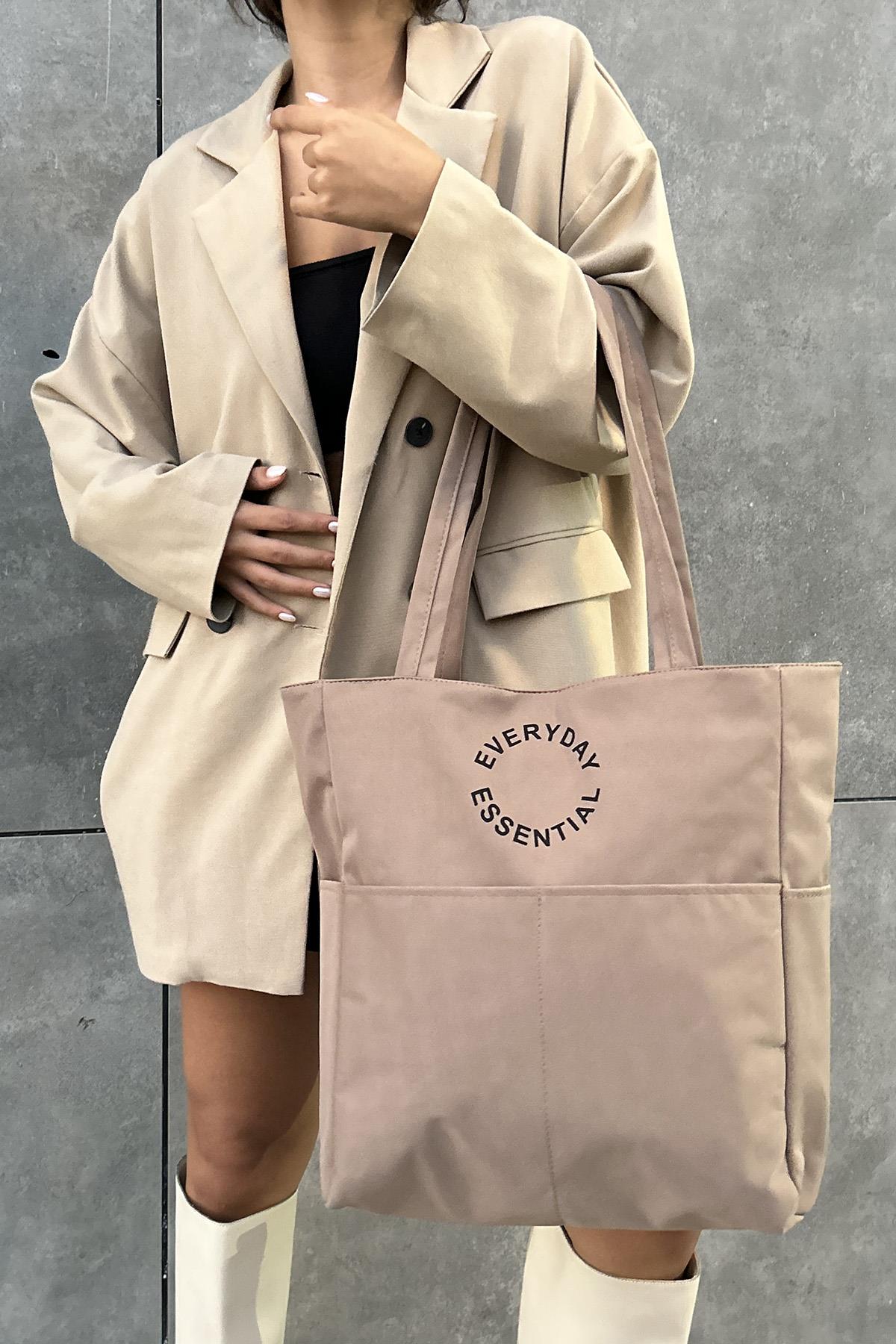 Bondit Kumaş Shopper Bag Kenza Vizon