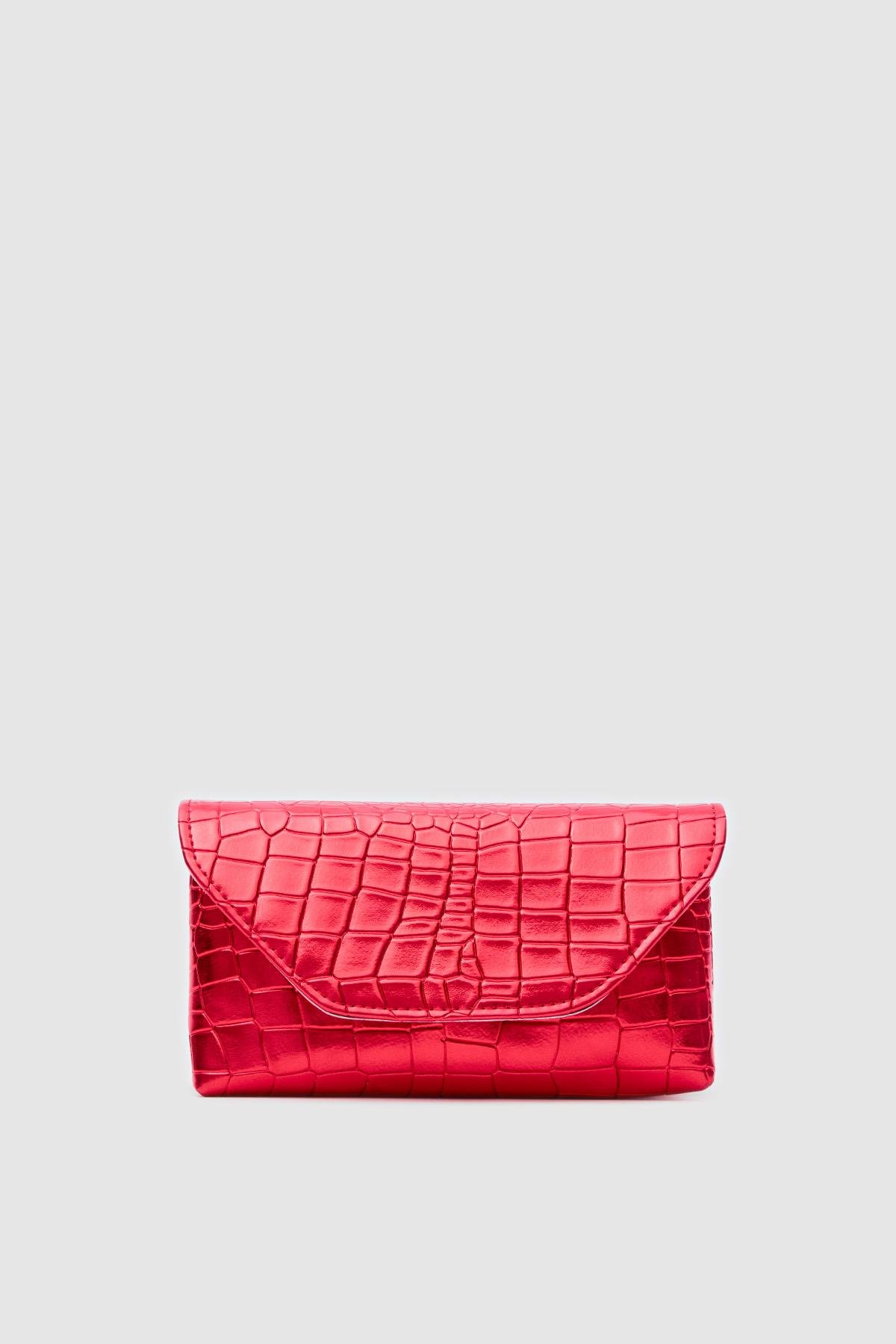 Gigi Kırmızı Clutch ve Çapraz Çanta 