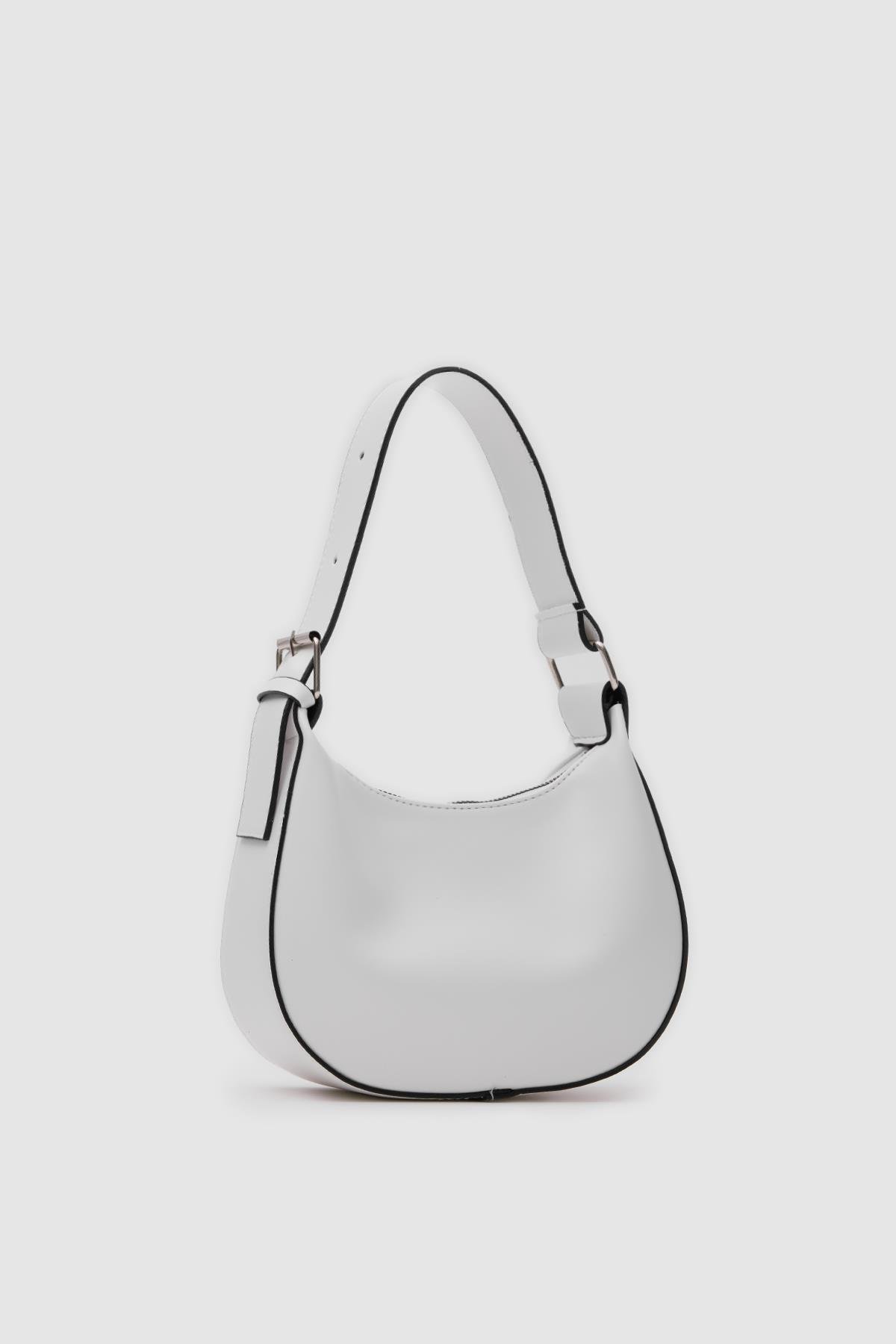 Giu Oval Baget Çanta Beyaz