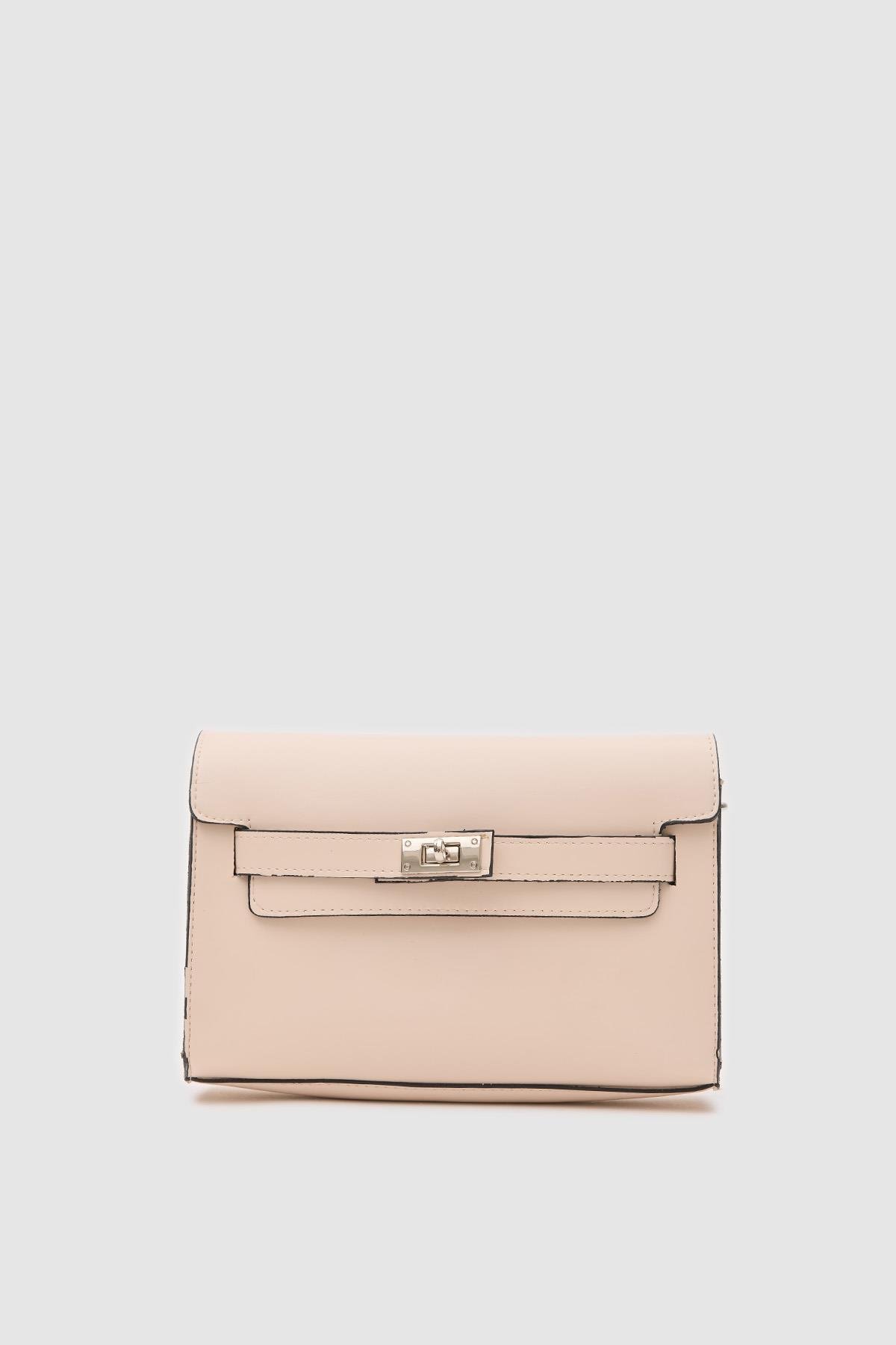 Kelly Kilitli Clutch Bag Krem
