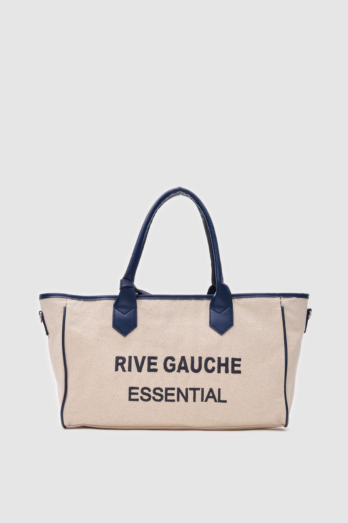 Rıve Gauche Kanvas Lacivert Tote Çanta 