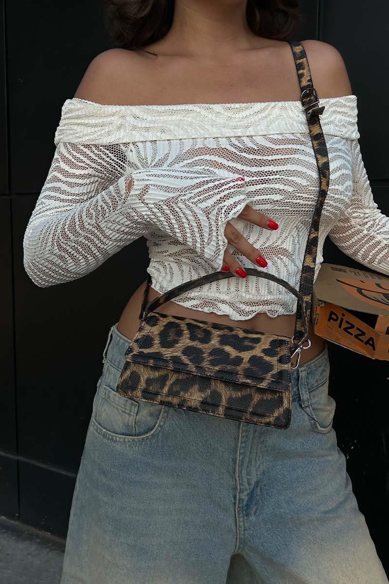 Vintage El Çantası Mila Leopar Desen