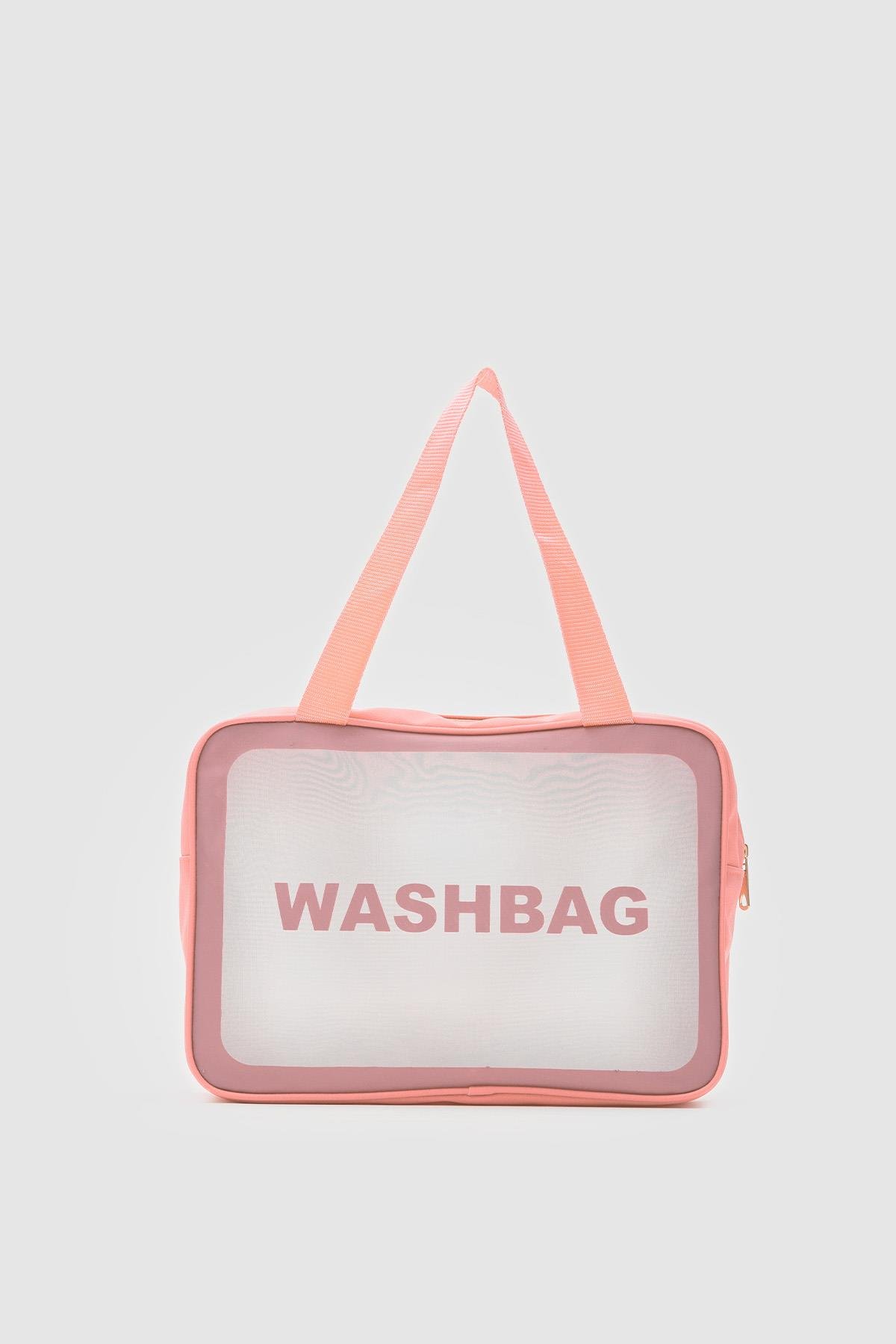 Wash Bag Su Geçirmez 3'lü Kozmetik Çantası Somon