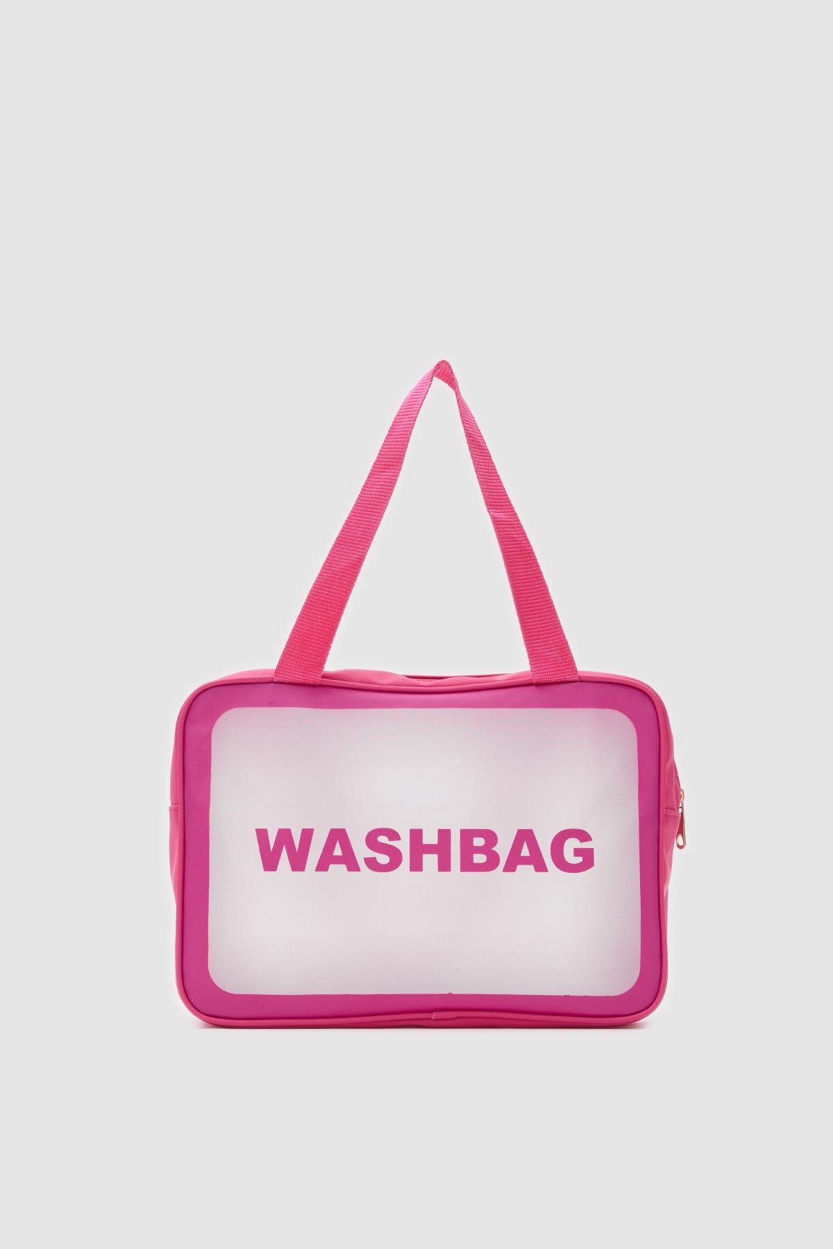 Wash Bag Su Geçirmez 3'lü Kozmetik Çantası Pembe