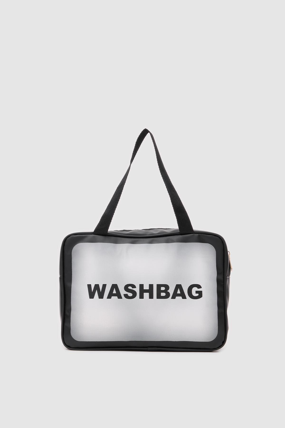Wash Bag Su Geçirmez 3'lü Kozmetik Çantası Siyah