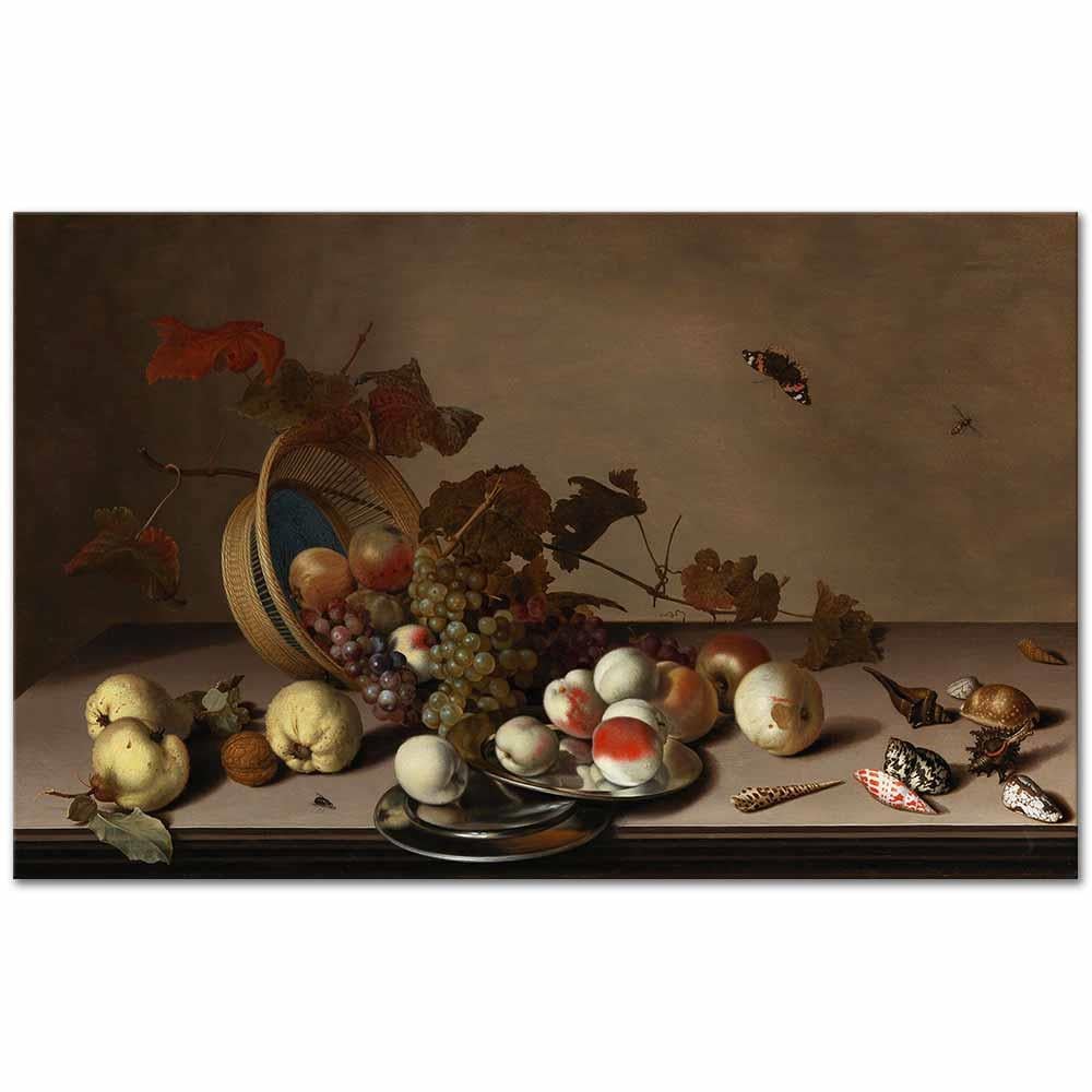 Balthasar van der Ast Hasır Sepetli Meyveli Natürmort Kanvas Tablo