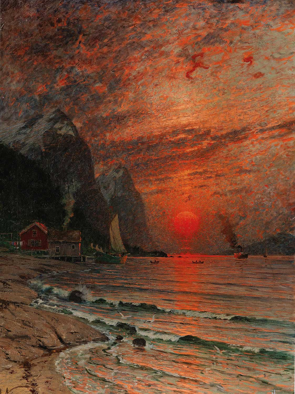 Adelsteen Normann Sunset Over The Fjord Art Print