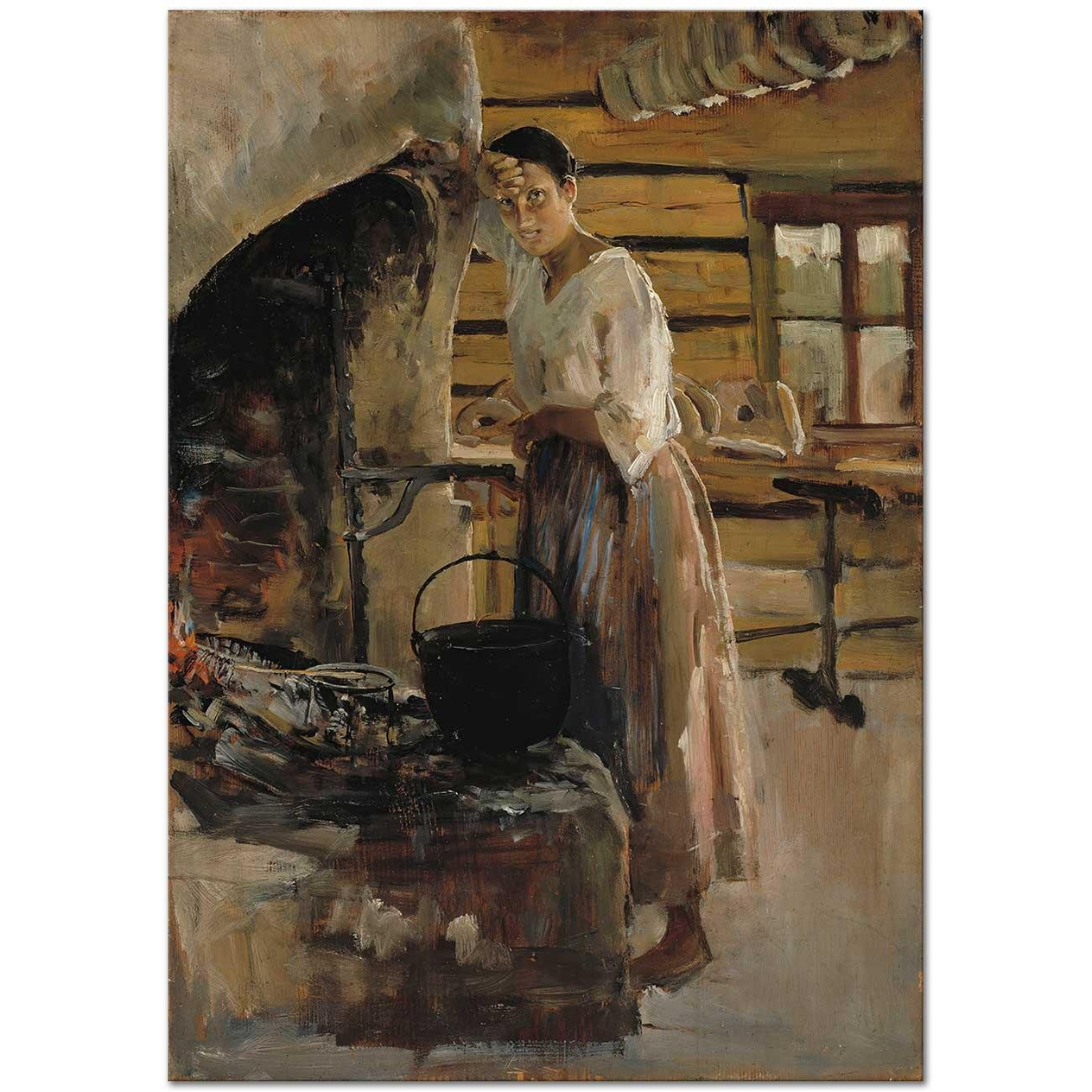 Akseli Gallen Kallela Balık Pişiren Kadın Kanvas Tablo