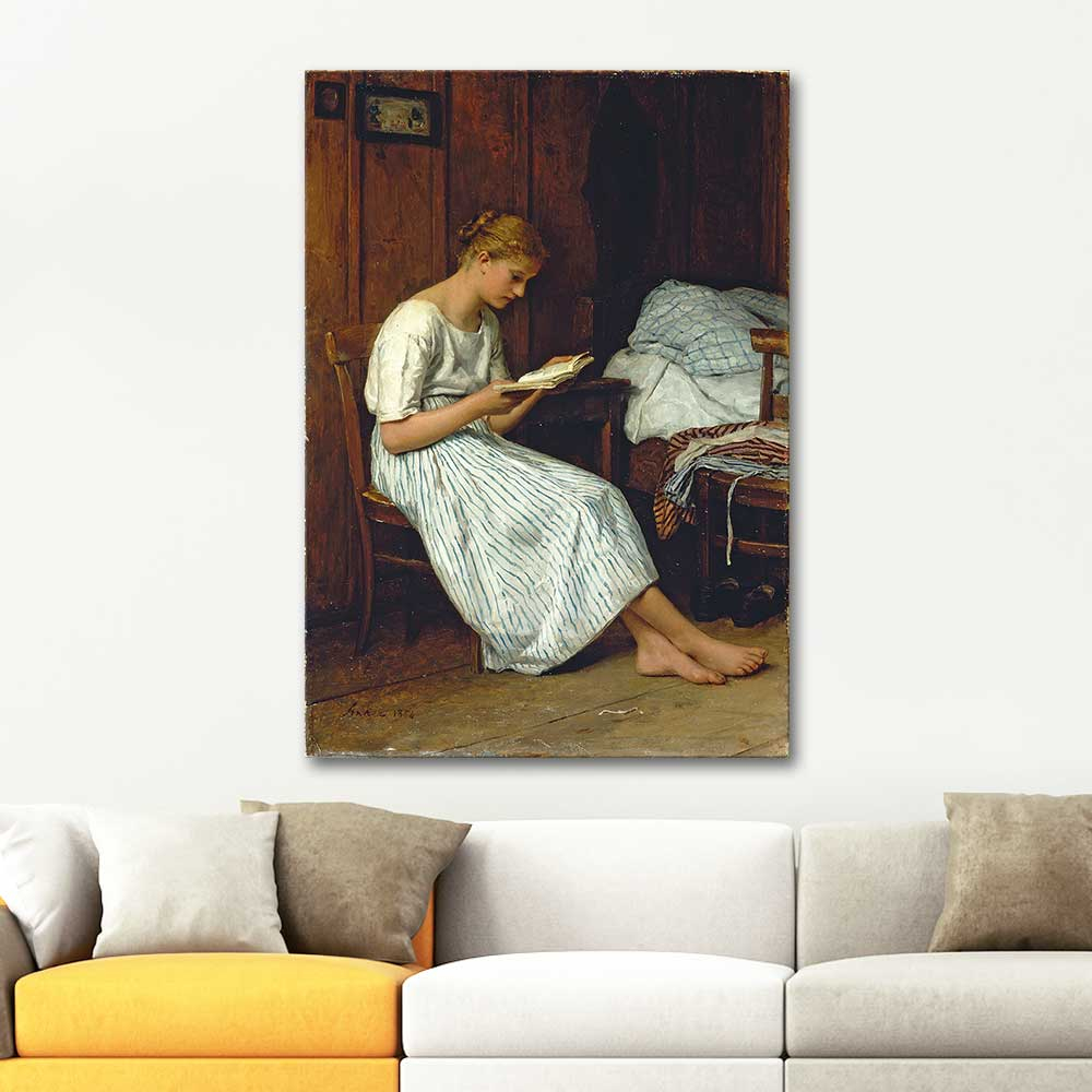 Albert Anker A Gotthelf Reader Art Print