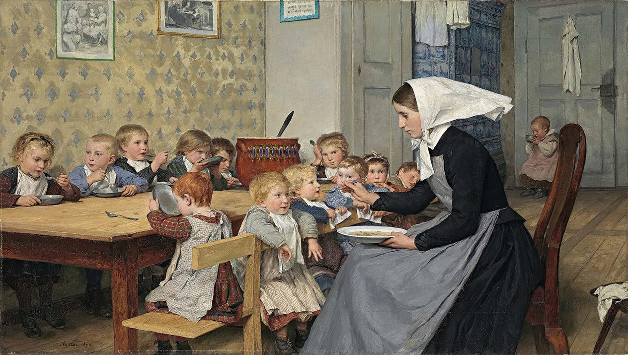 Die Kinderkrippe by Albert Anker