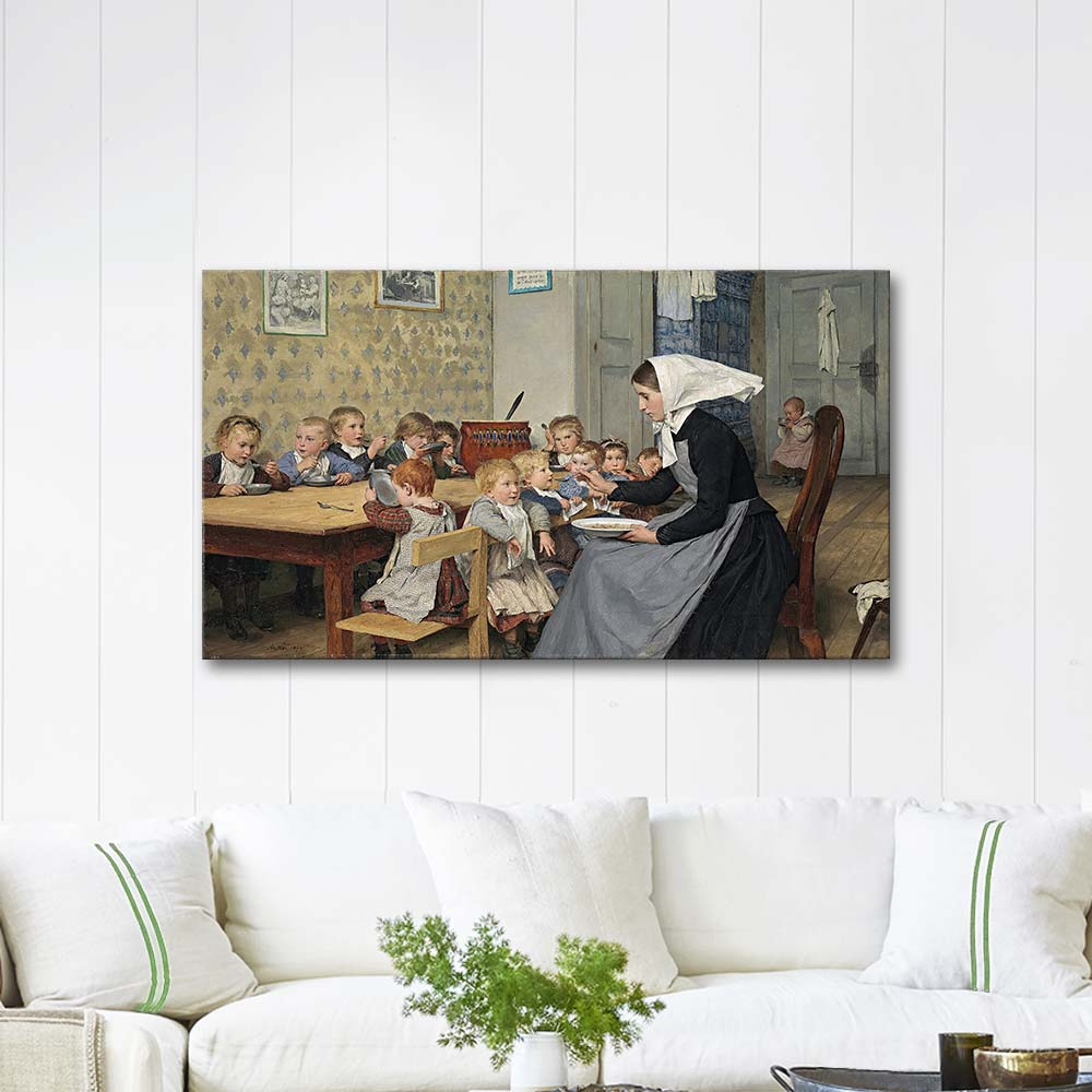 Albert Anker Die Kinderkrippe Art Print