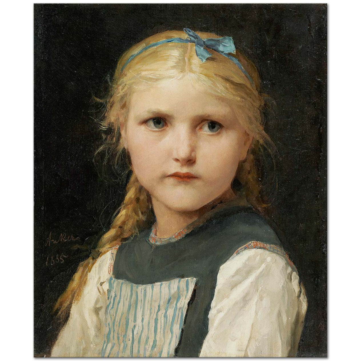 Albert Anker Portrait of a Girl Art Print