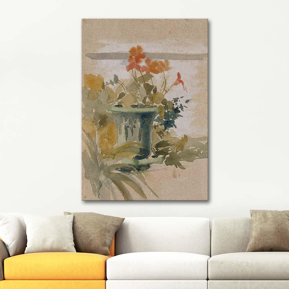 Albert Edelfelt Pelargoniums On The Terrace Art Print