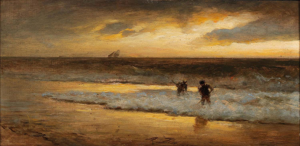 Albert Flamm Crab Fishermen On The Beach Art Print