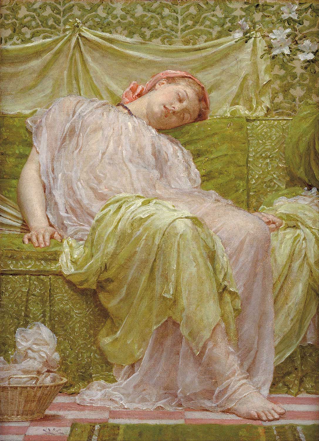 Albert Joseph Moore A Workbasket Art Print