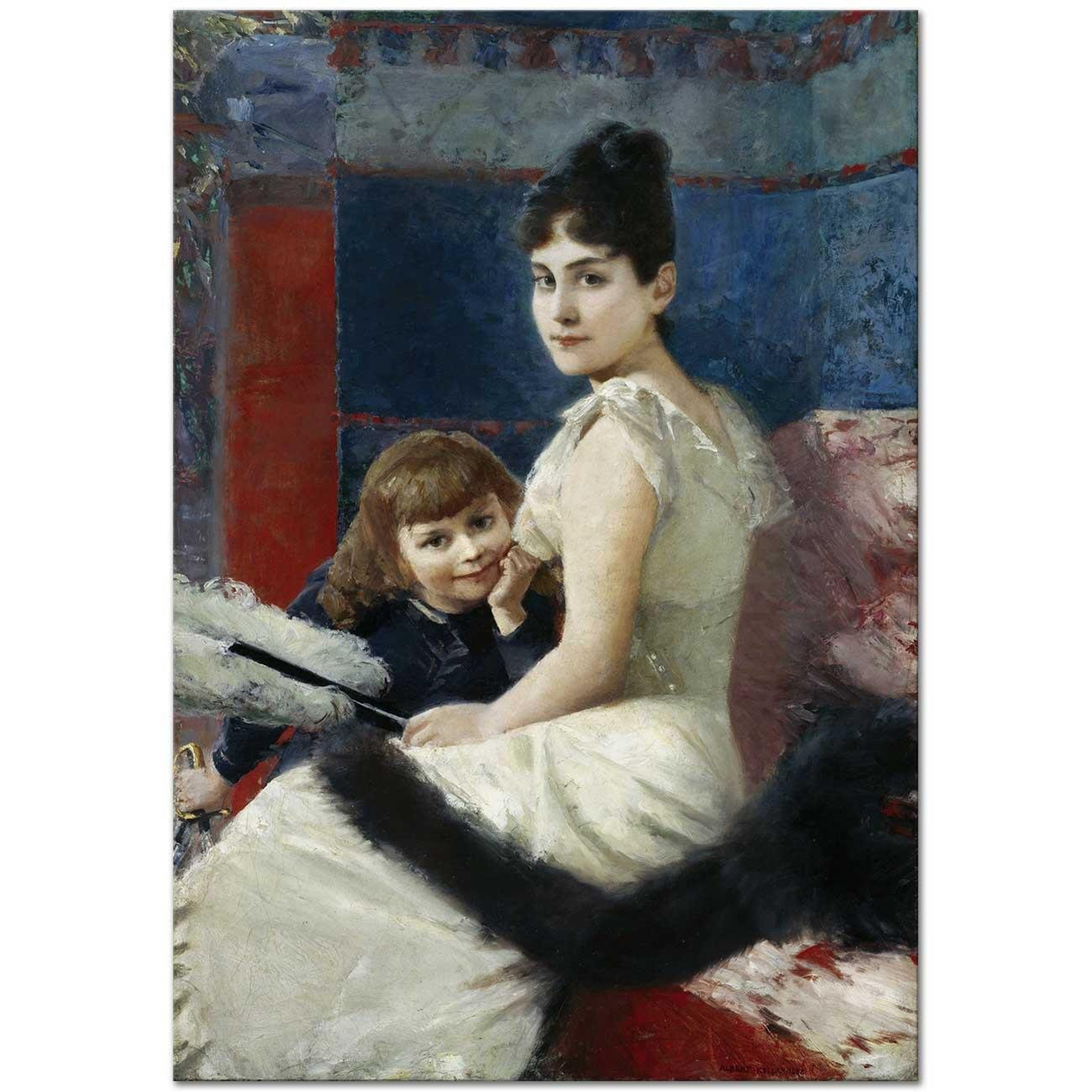 Albert von Keller Irene von Keller Çocuğu Balthasar ile Kanvas Tablo