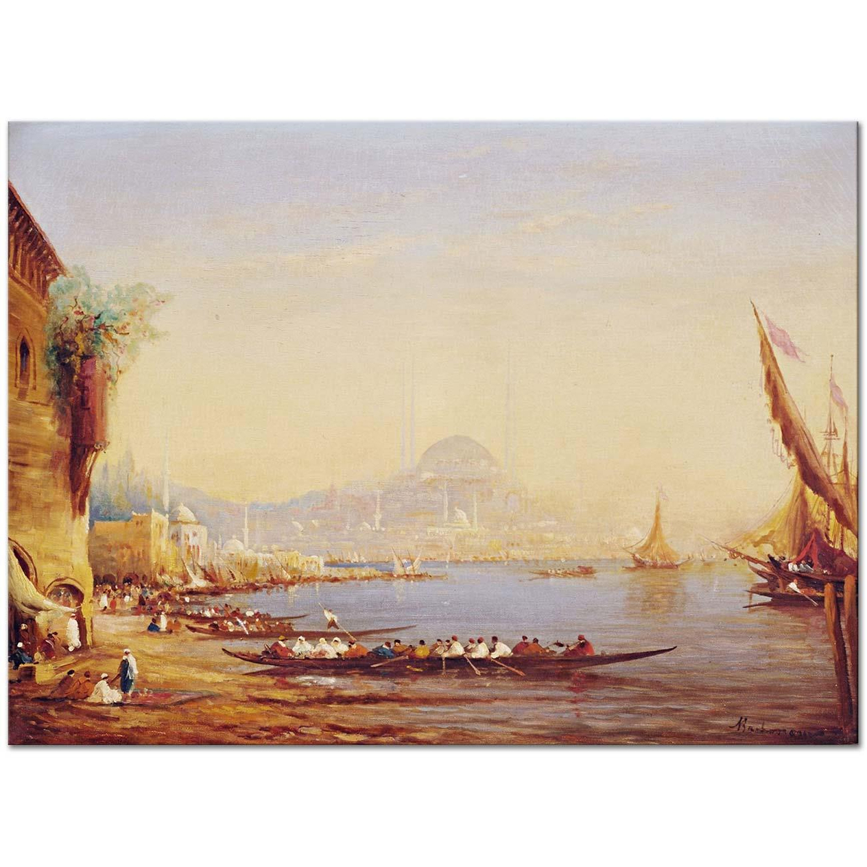 Alfred August Felix Bachmann İstanbul Limana Bakış Kanvas Tablo