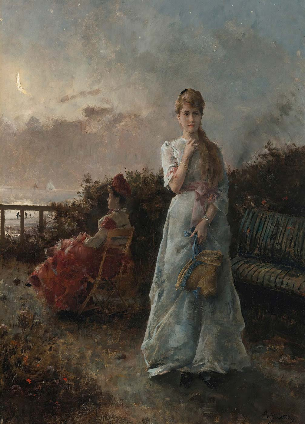 Alfred Stevens Un Soir À La Mer Art Print