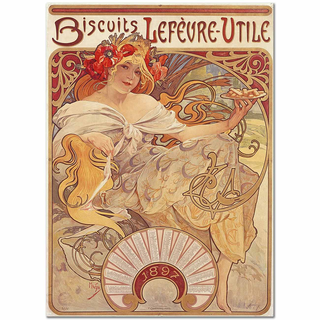Alphonse Mucha Biscuits Lefevre-Utile Art Print