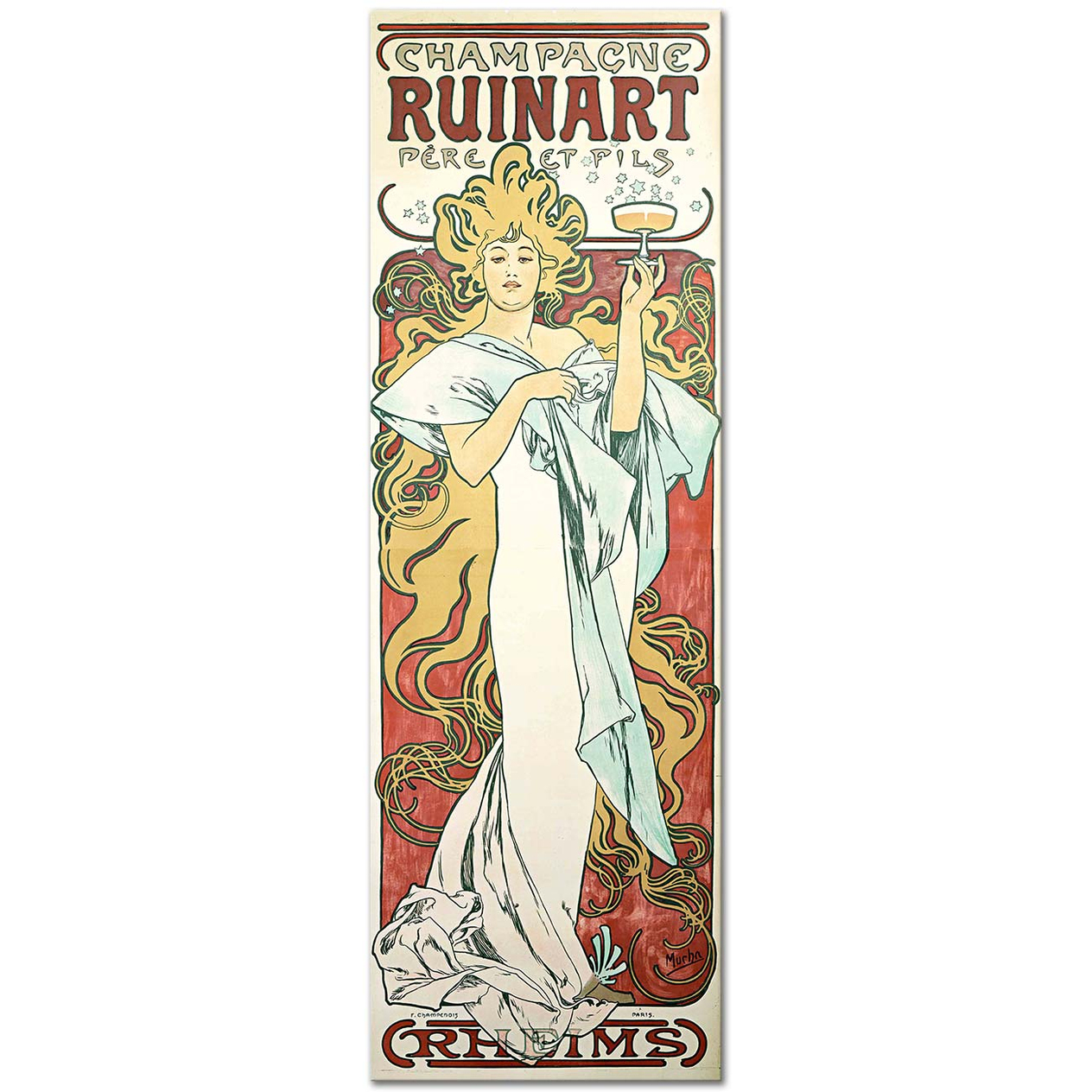 Alphonse Mucha Champagne Ruinart Kanvas Tablo