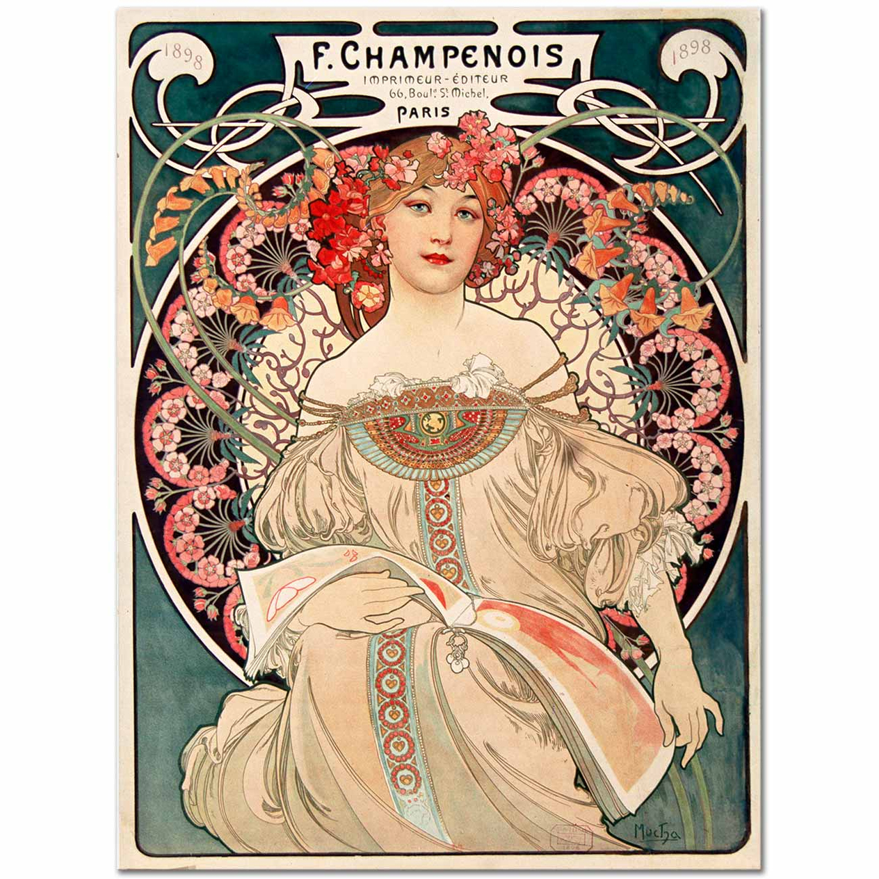Alphonse Mucha F. Champenois Imprimeur Editeur Art Print