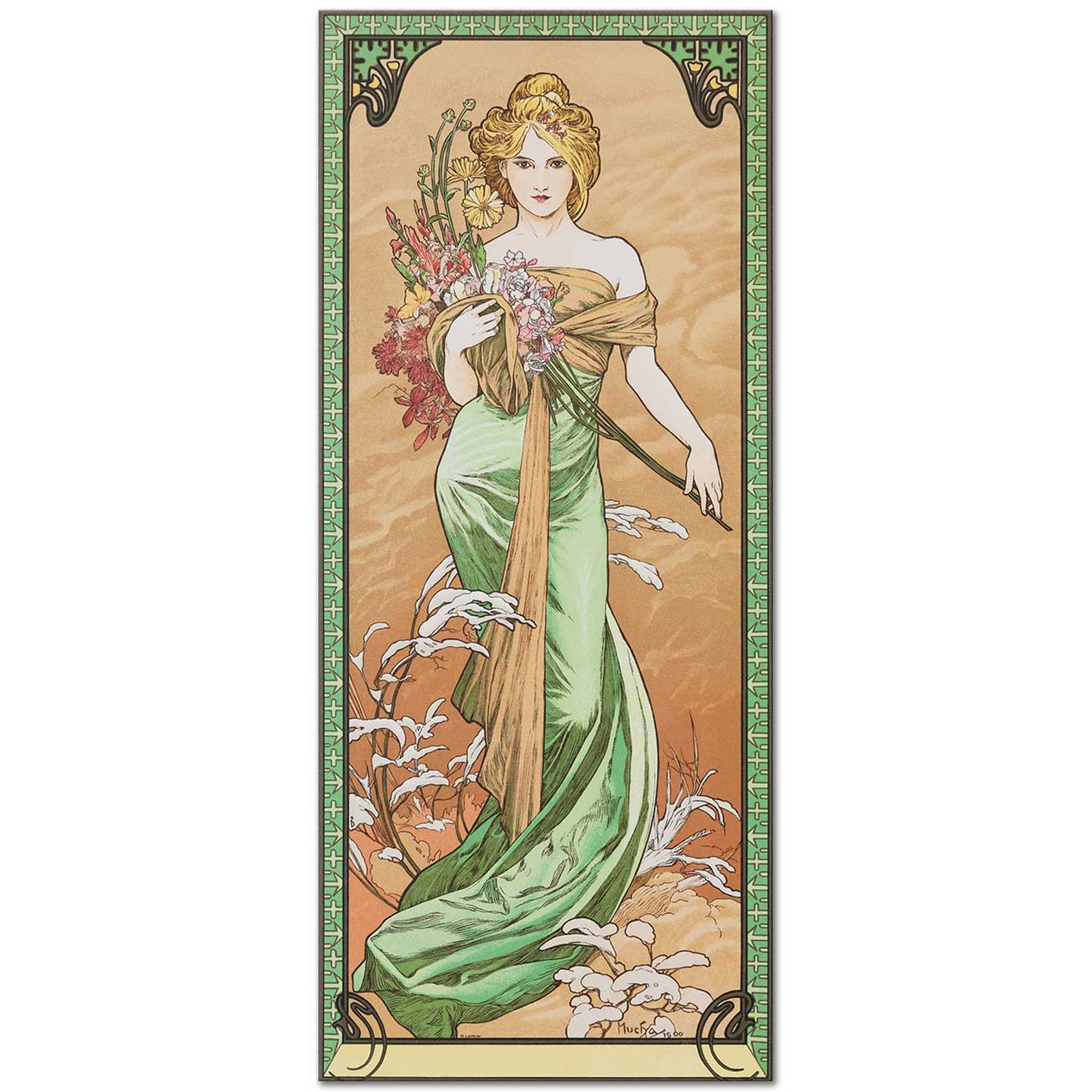 Alphonse Mucha Spring Flowers Art Print