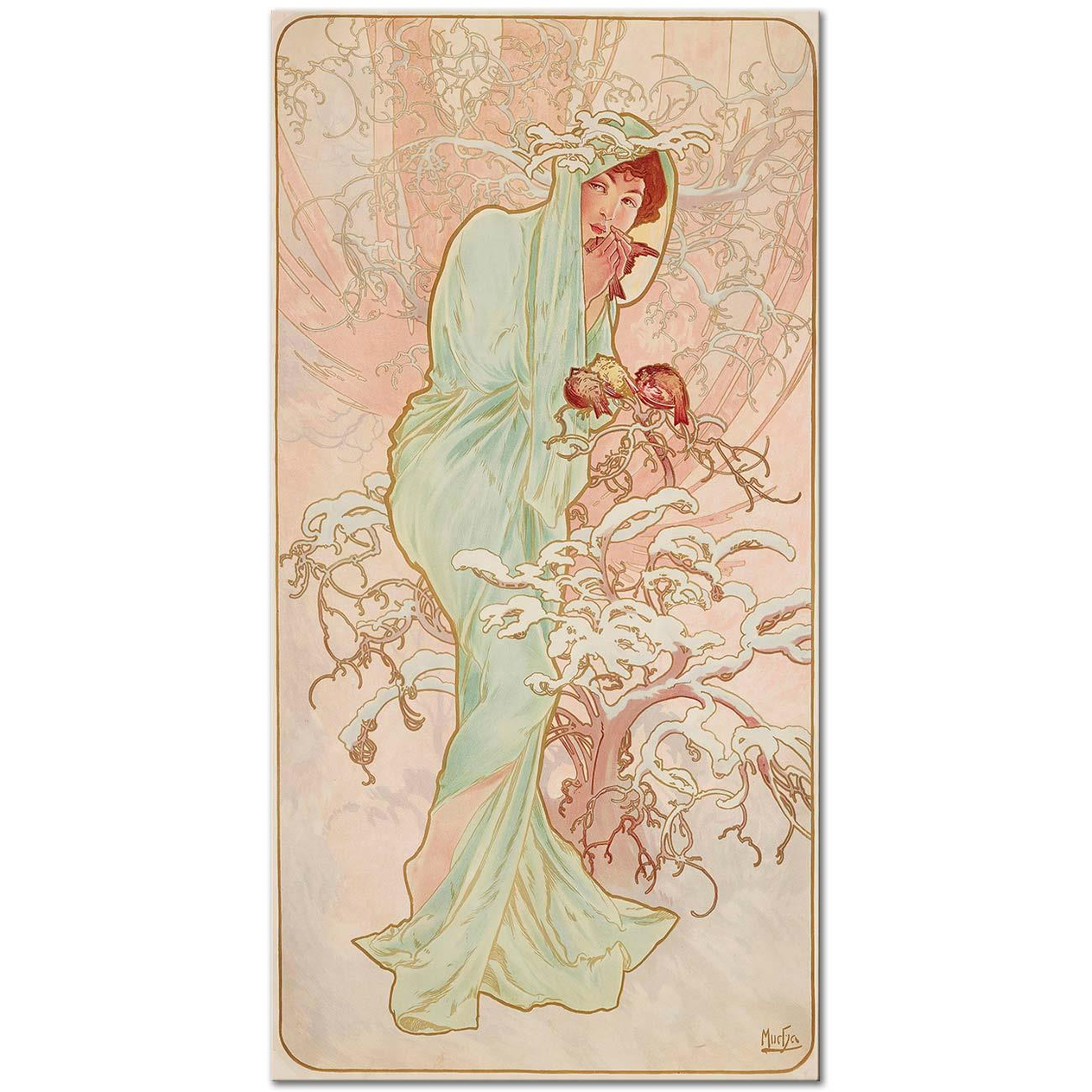 Alphonse Mucha Kış Kanvas Tablo