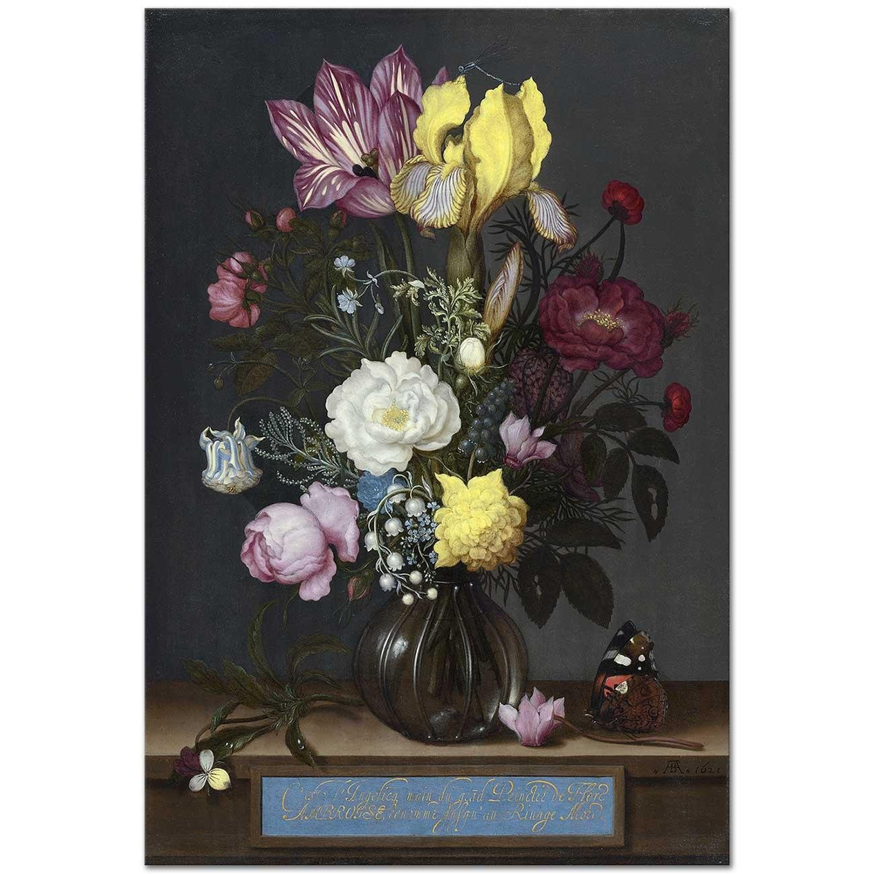 Ambrosius Bosschaert the Elder Bouquet of Flowers in a Glass Vase Art Print