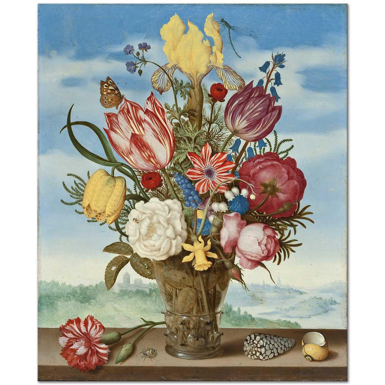 Ambrosius Bosschaert the Elder Bouquet of Flowers on a Ledge Art Print