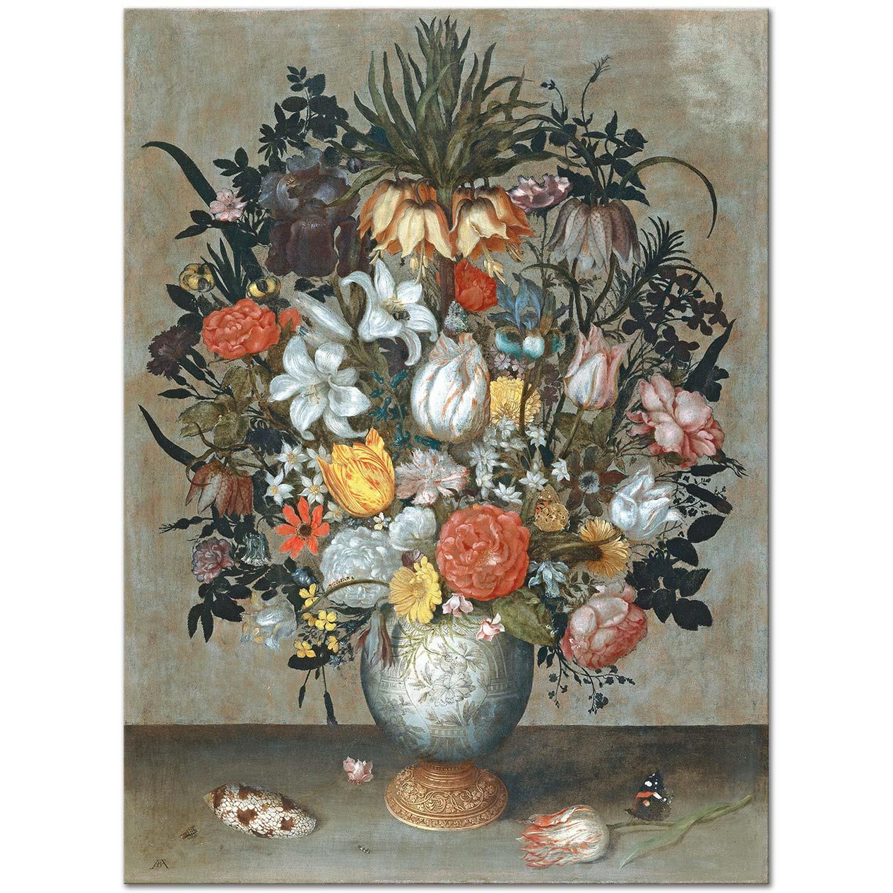 Ambrosius Bosschaert the Elder Çin Vazosunda Çiçekler Kanvas Tablo