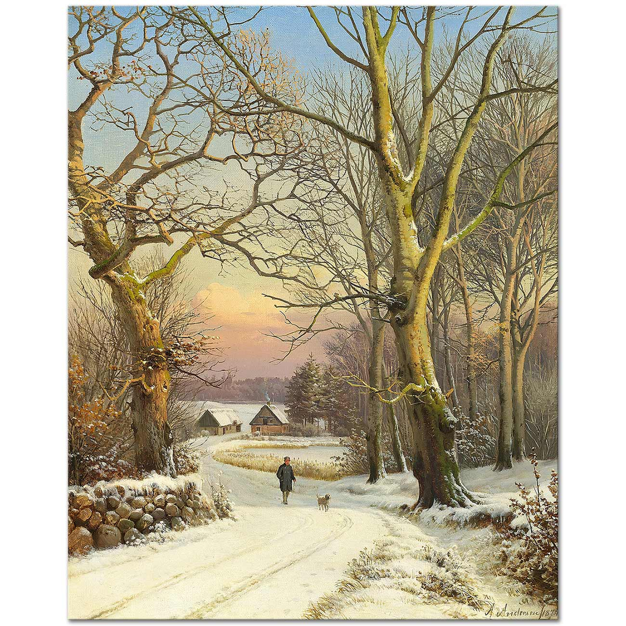 Anders Andersen-Lundby A Winter Day in the Woods of Northern Zealand Art Print