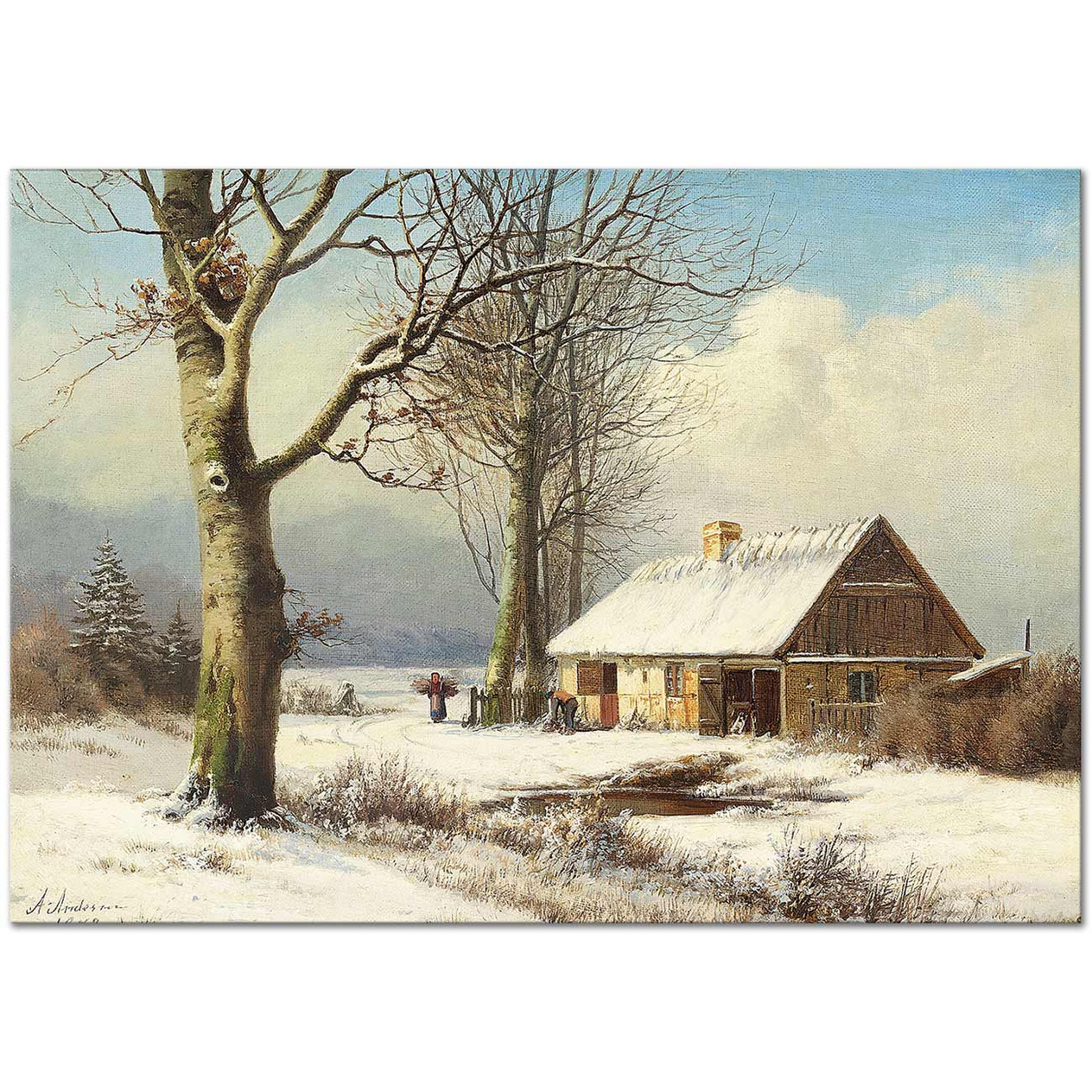 Anders Andersen-Lundby Bringing in the Firewood Art Print