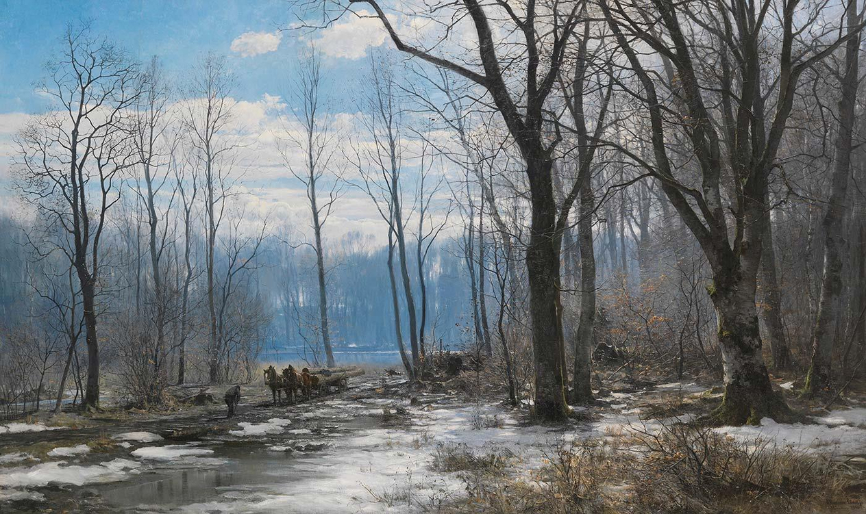 Anders Andersen-Lundby Münih'te İngiliz Bahçesinde Bir Kış Günü Kanvas Tablo